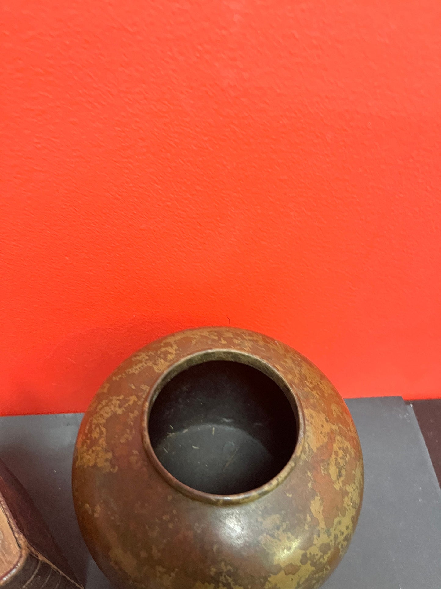 Stunning antique Japanese bronze, 8 inch vase on original stand  great patina - Super value