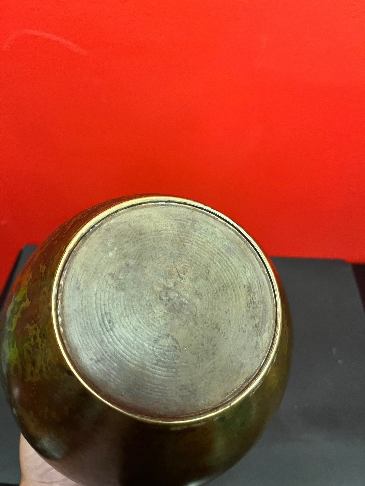 Stunning antique Japanese bronze, 8 inch vase on original stand  great patina - Super value