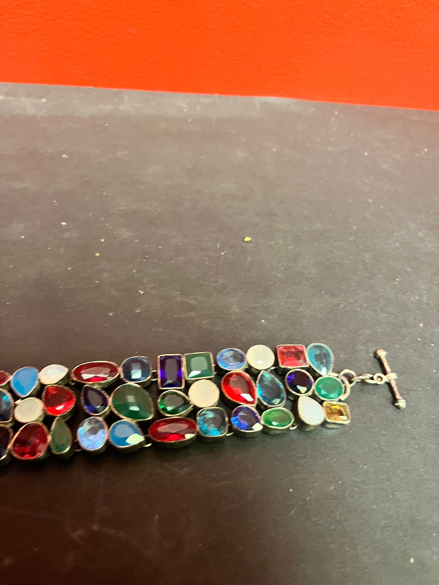 8 inch fabulous Sterling and multi coloured stone bracelet  wow  gift alert