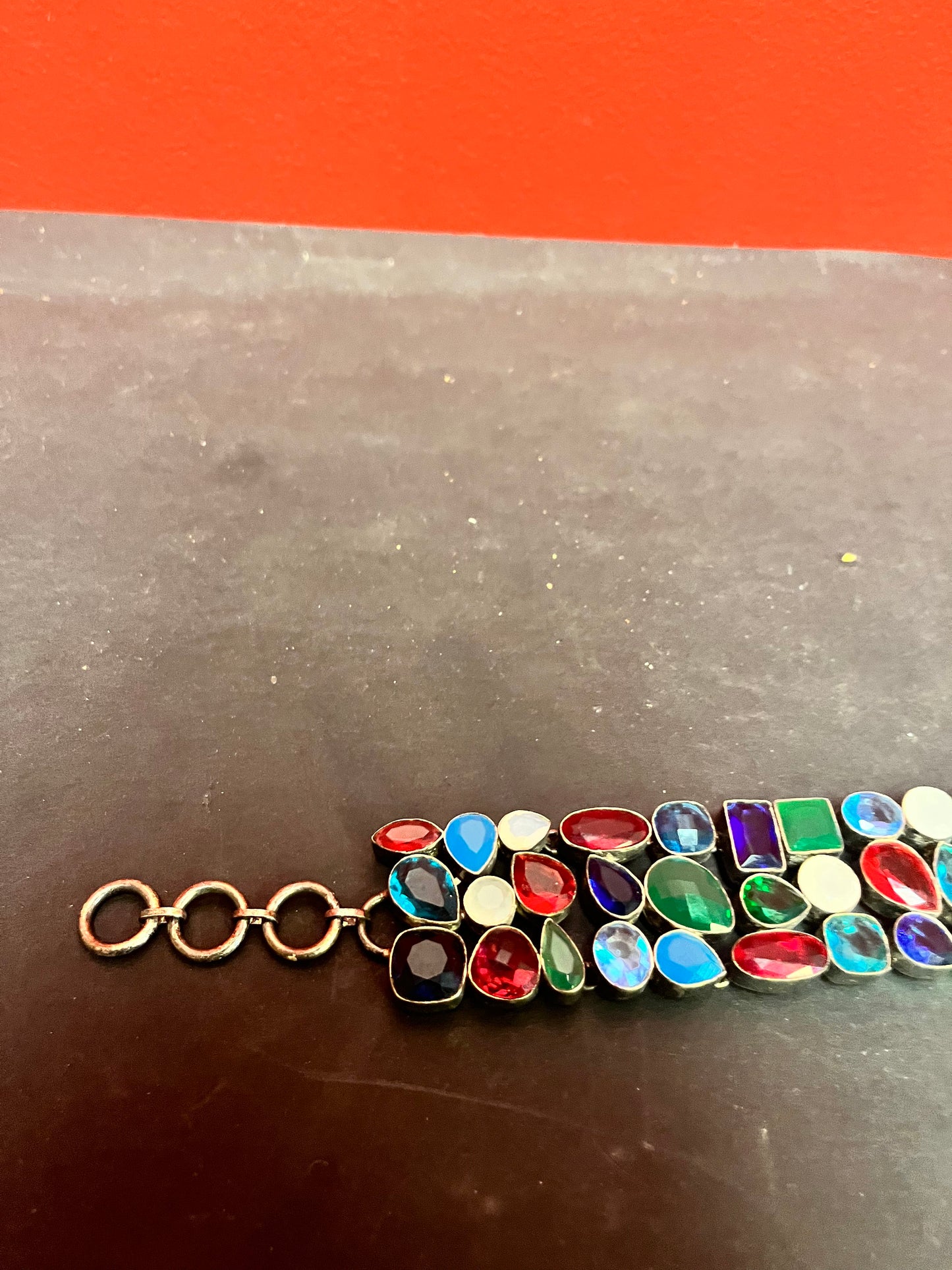 8 inch fabulous Sterling and multi coloured stone bracelet  wow  gift alert