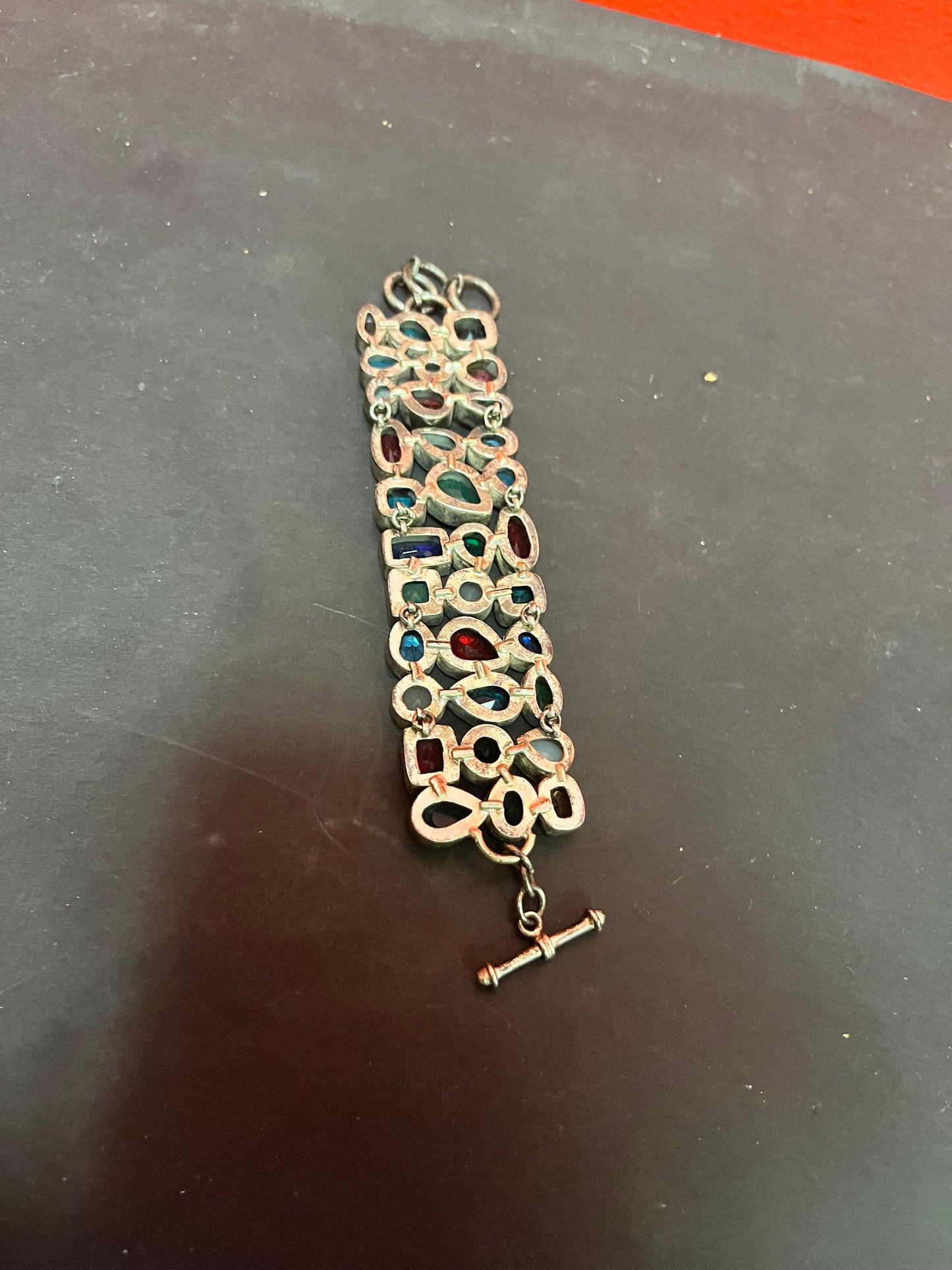 8 inch fabulous Sterling and multi coloured stone bracelet  wow  gift alert