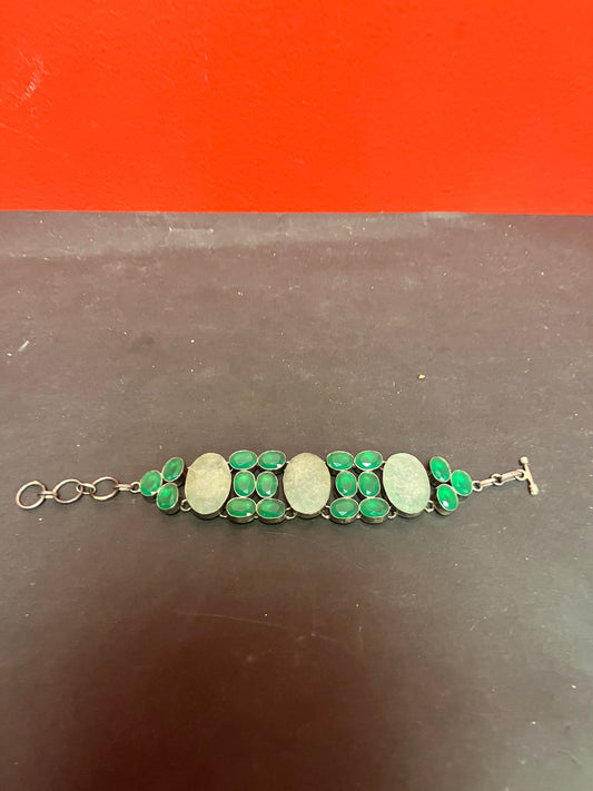 9 inch 925 marked  sterling  and gemstone bracelet