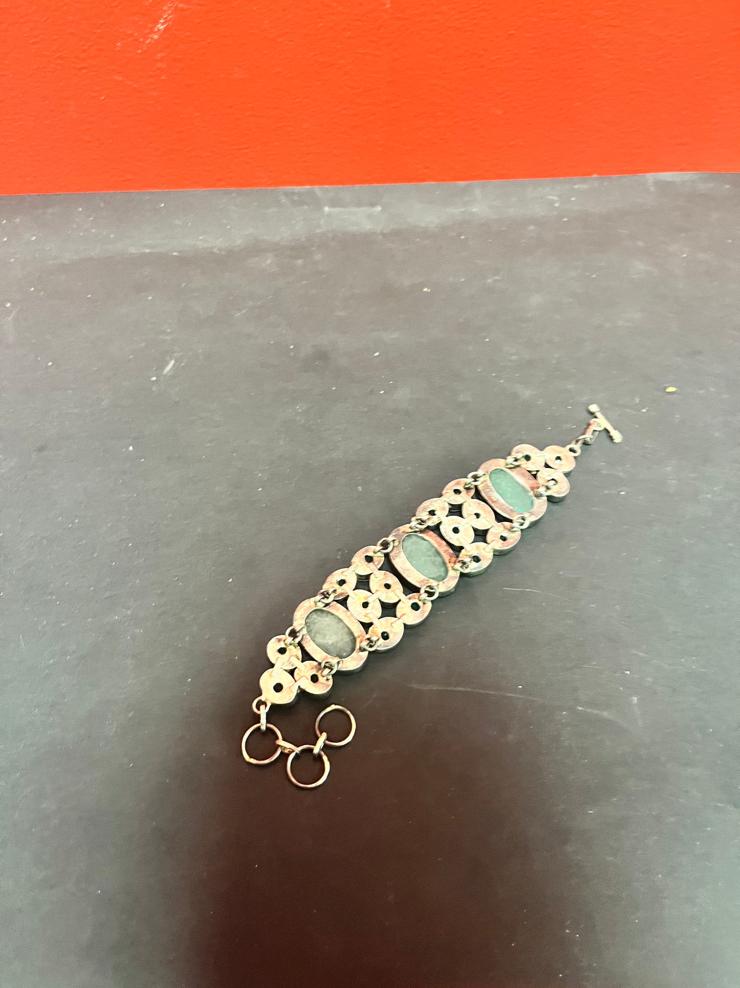 9 inch 925 marked  sterling  and gemstone bracelet