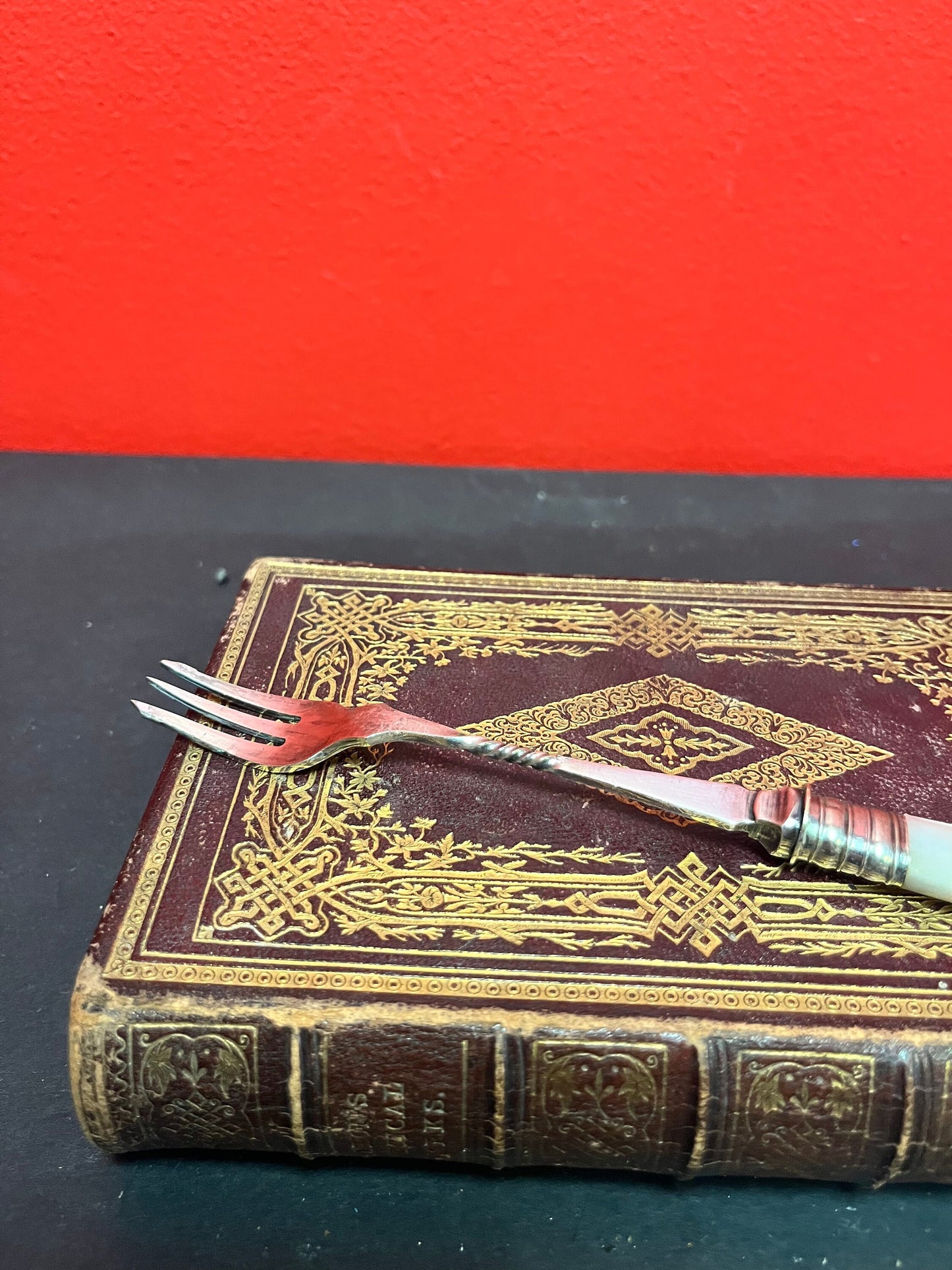 7 inch silver plate and mother-of-pearl pickle fork  great gift