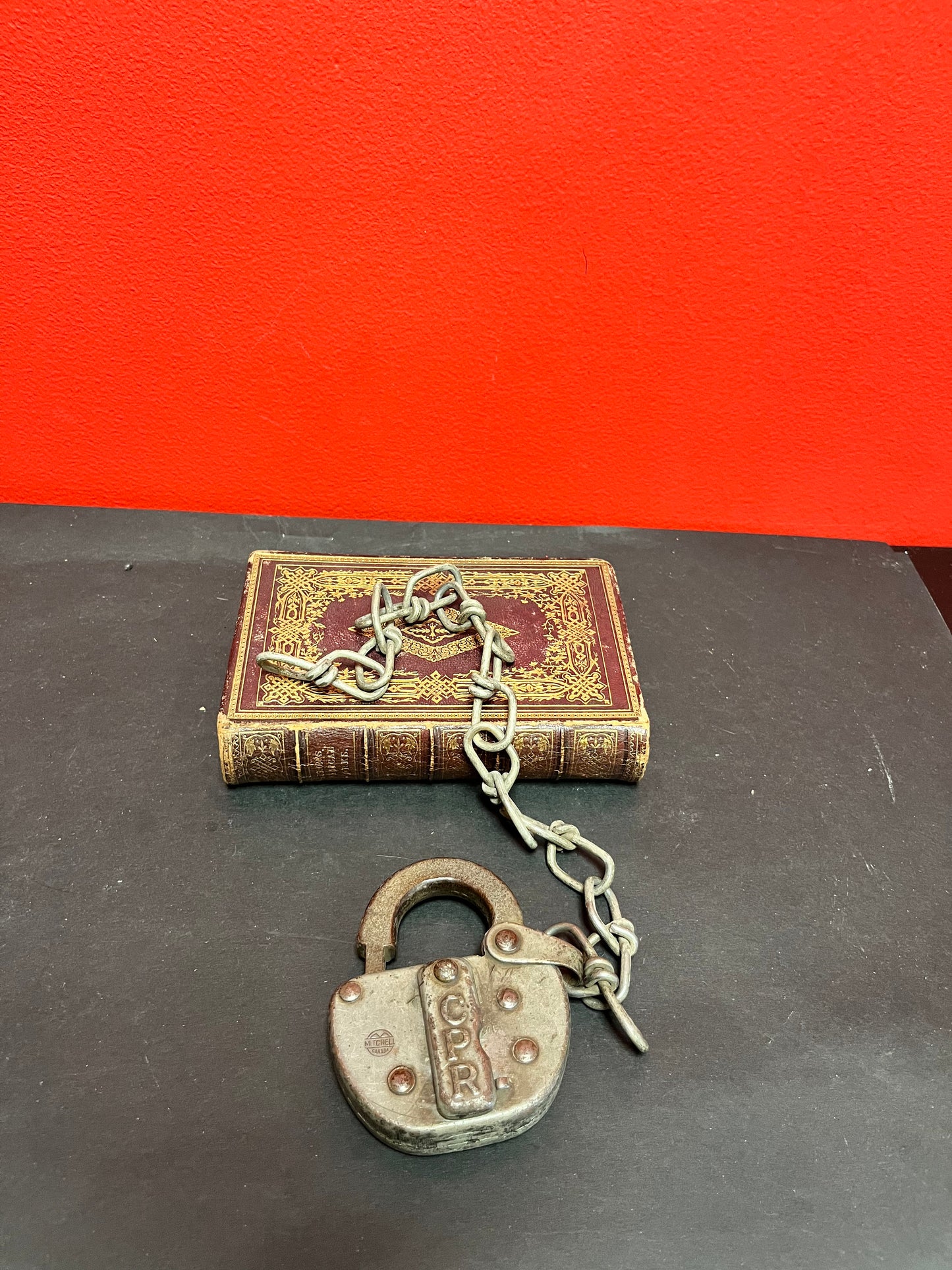 Antique 4 inch CPR lock and chain  as is  no key