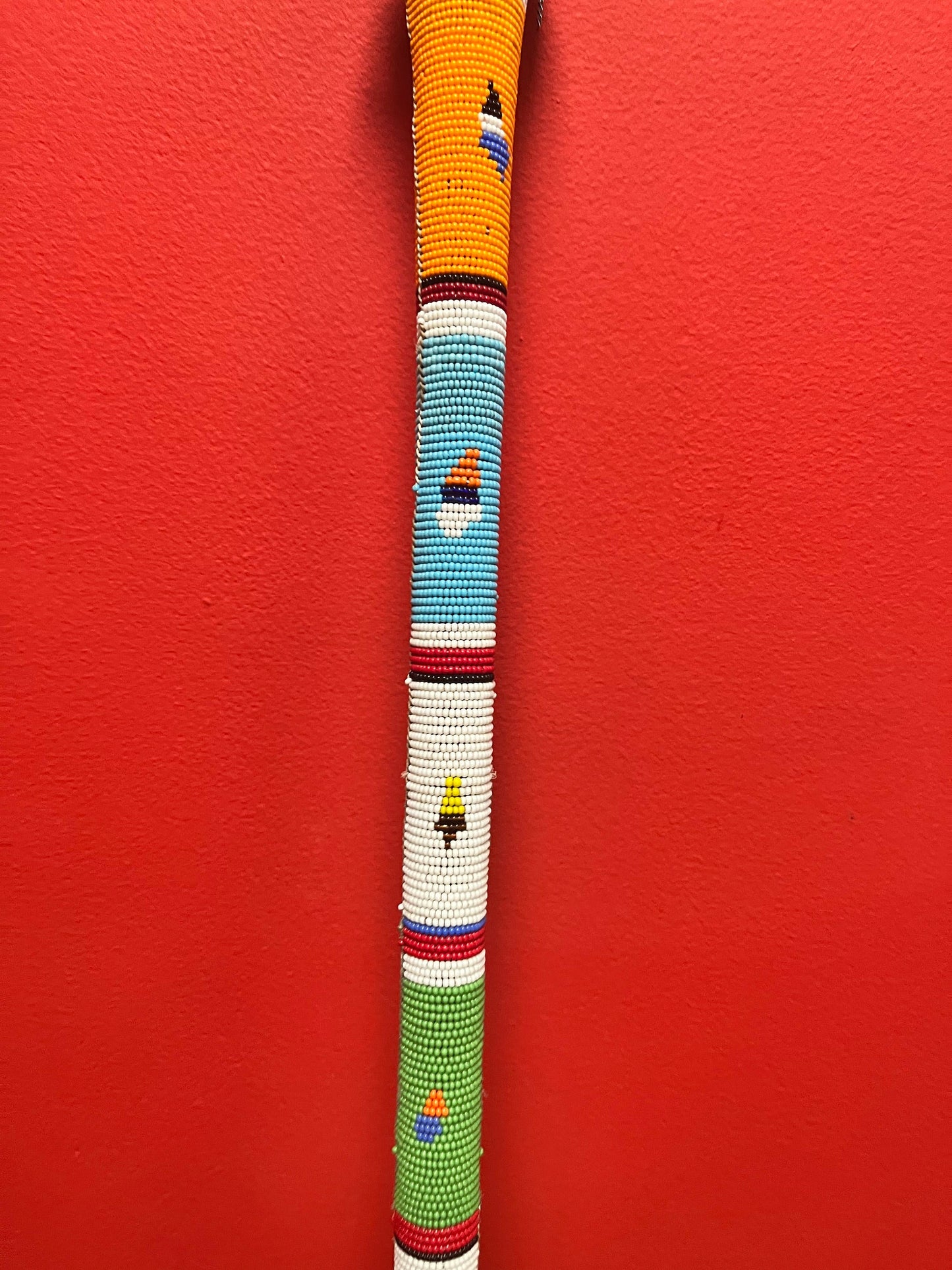 Stunning authentic African Zulu Ebony wood and beaded drum stick  fabulous condition  ceremonial piece