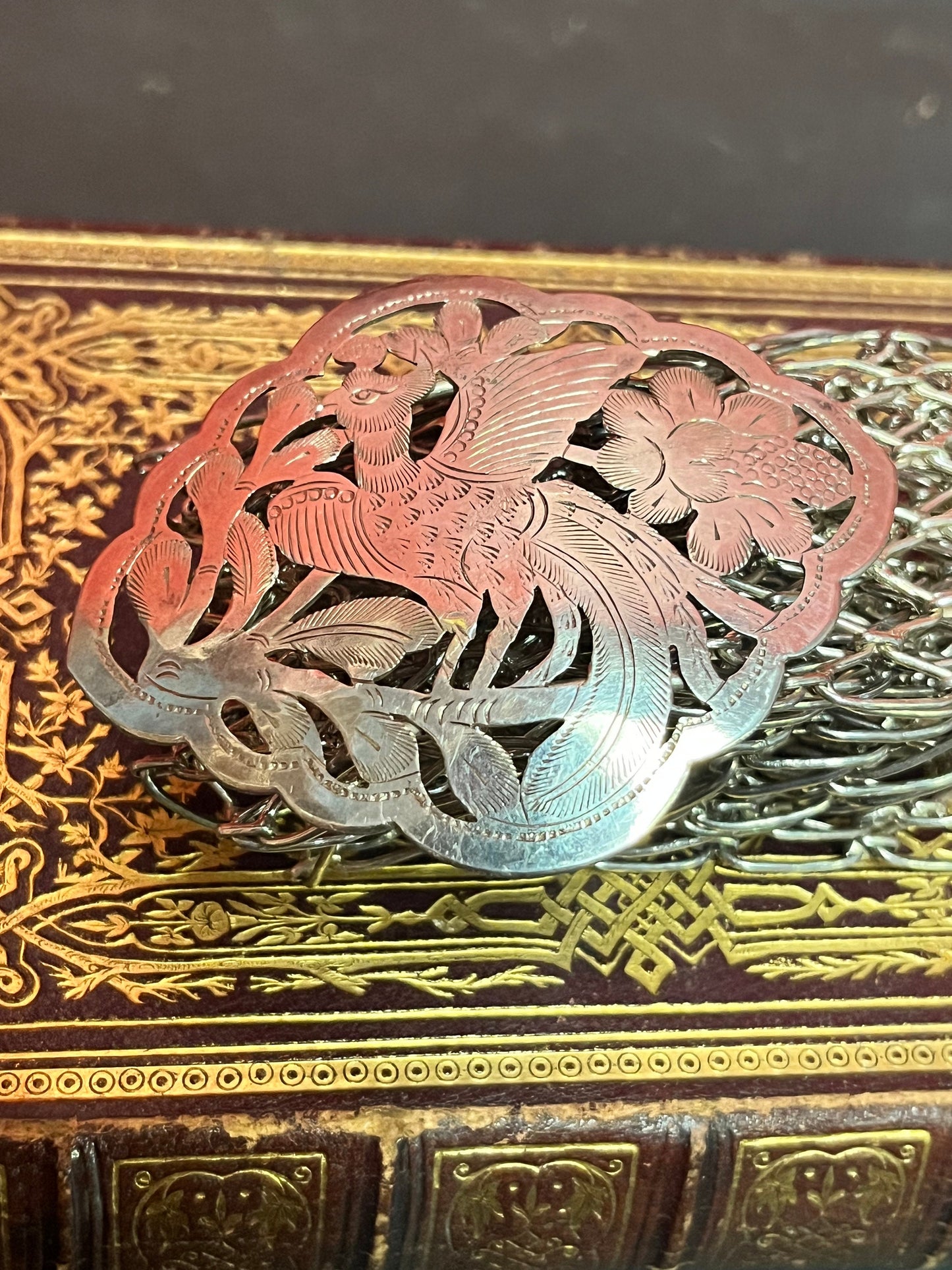 Fabulous antique Chinese 34 inch silver marked belt with buckle  heavy and quality  great value