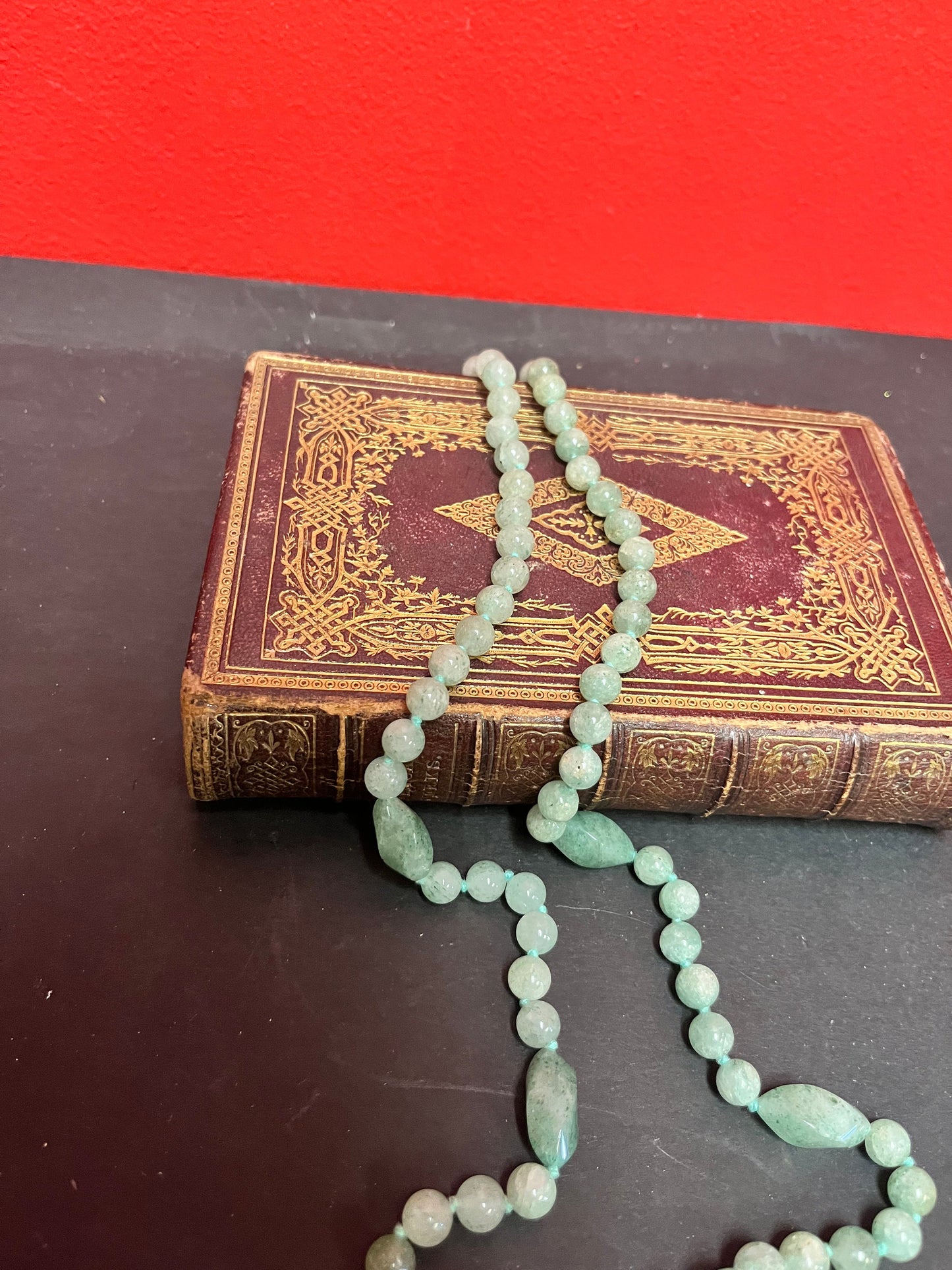 28 inch approx  Chinese  jade necklace with elephant