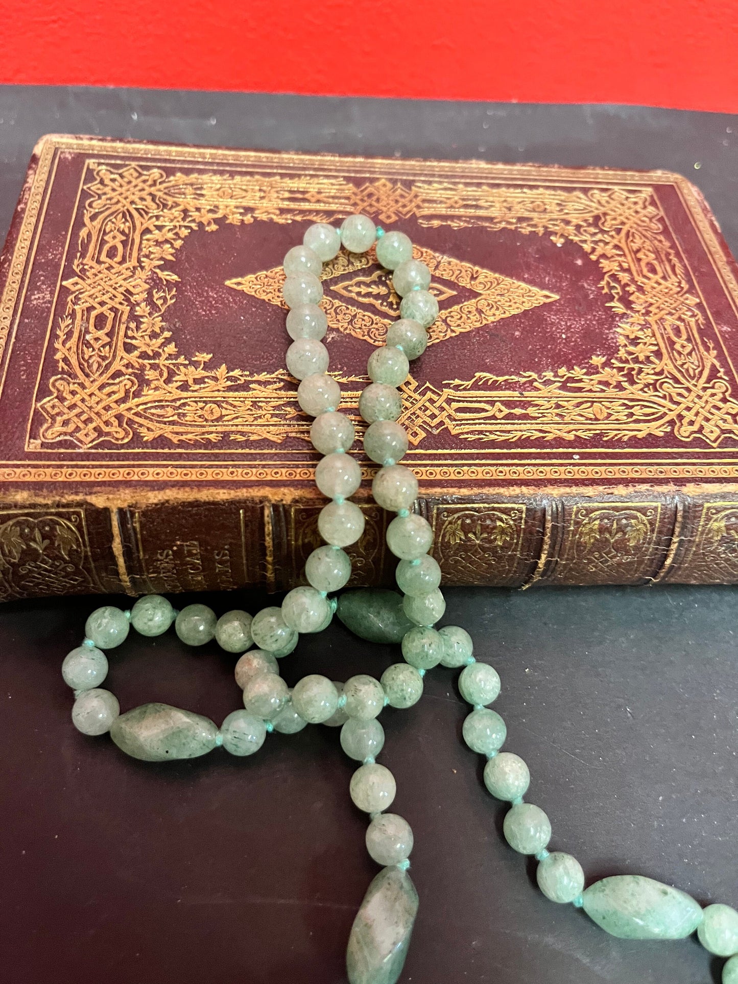 28 inch approx  Chinese  jade necklace with elephant