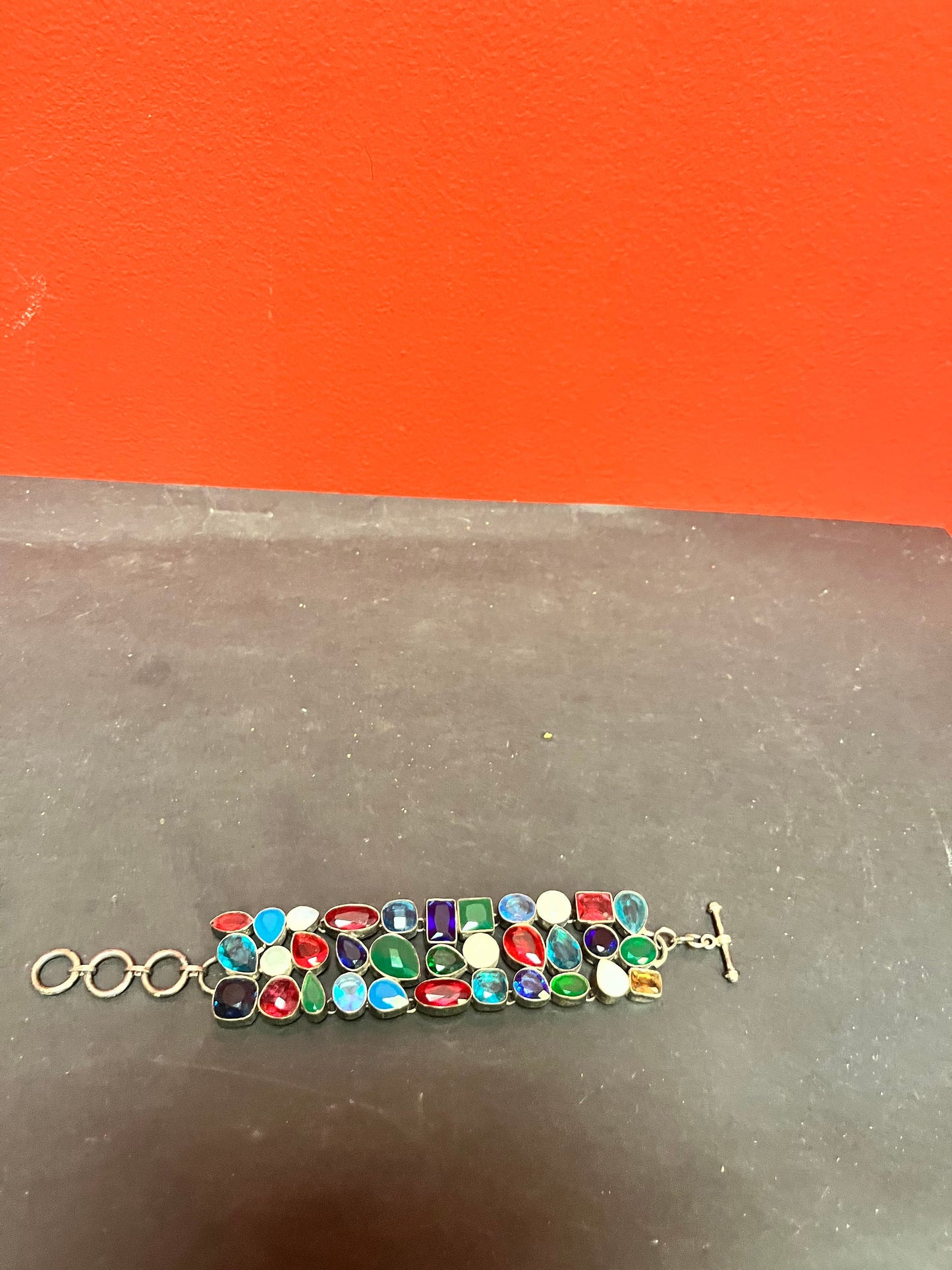 8 inch fabulous Sterling and multi coloured stone bracelet  wow  gift alert