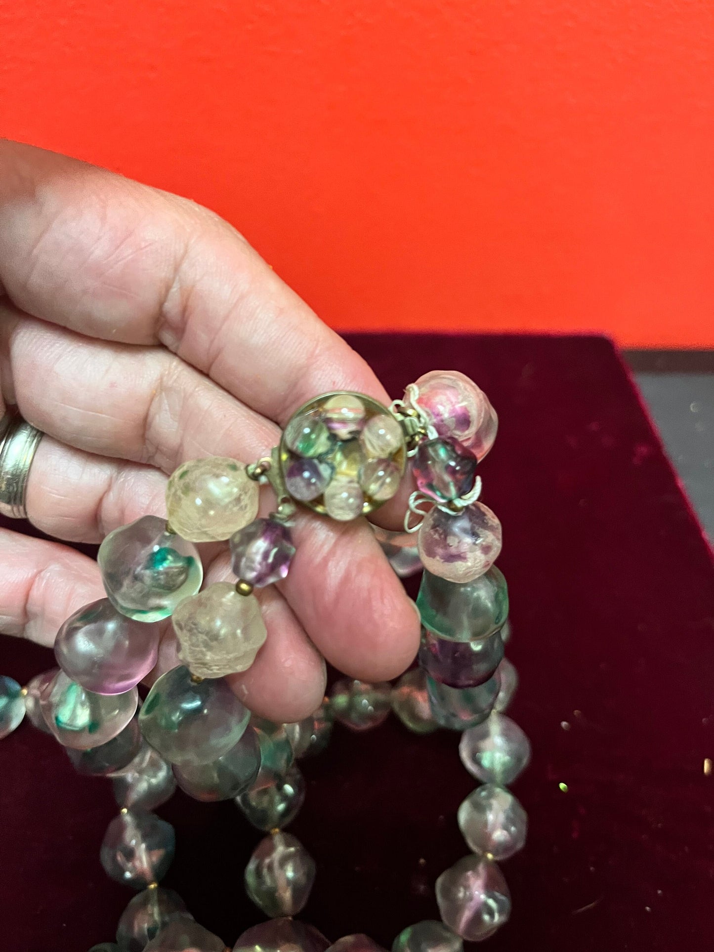 Approx 26 inch long retro Lucite necklace  amazing colour and look