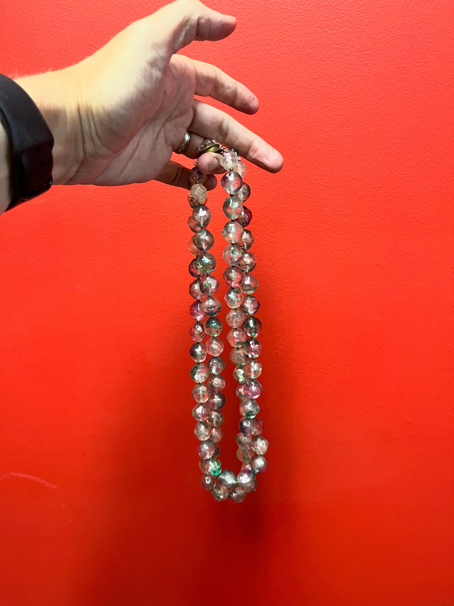 Approx 26 inch long retro Lucite necklace  amazing colour and look