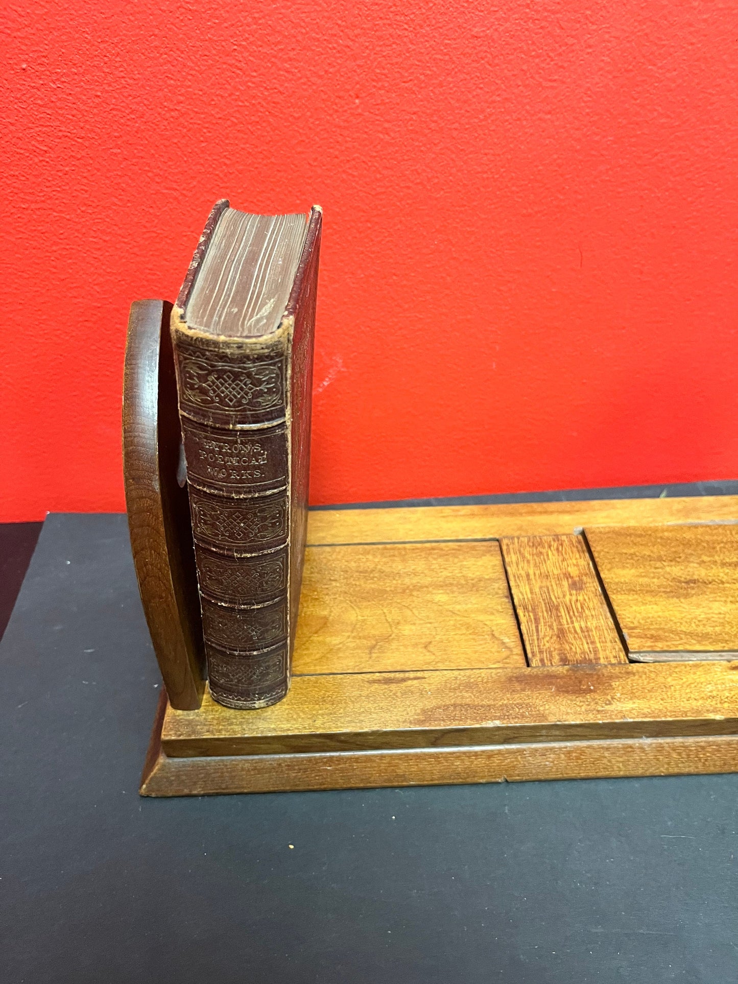 24 inch extended antique mahogany inlaid bookends   very cool