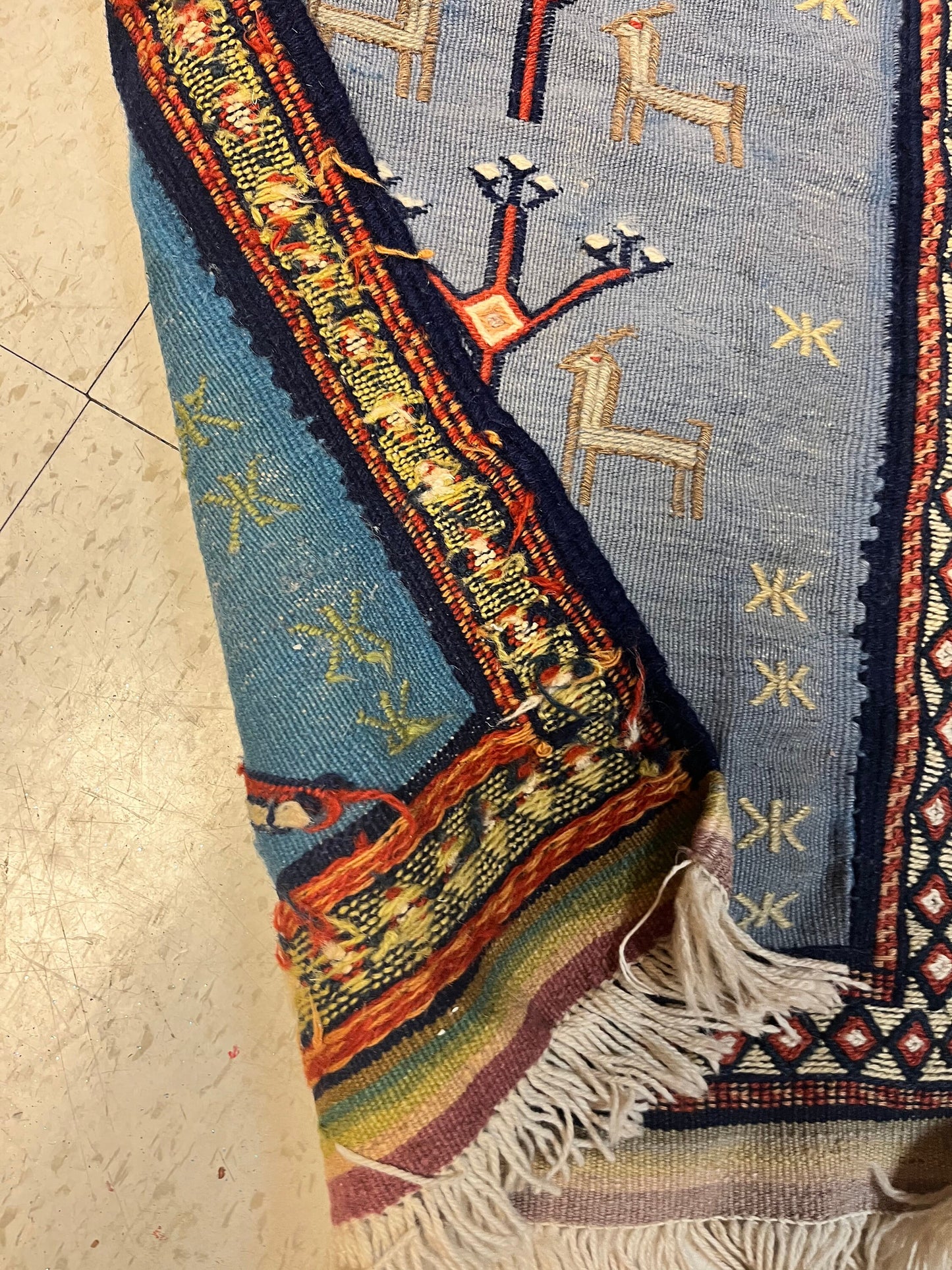 38 x 21 authentic antique Persian prayer mat  nice antique condition - great design and tribal significance