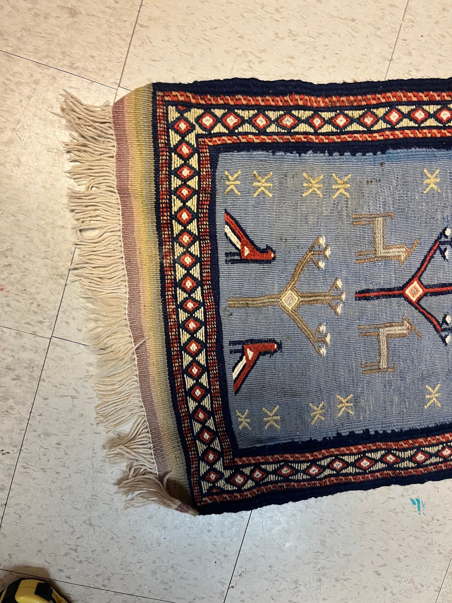 38 x 21 authentic antique Persian prayer mat  nice antique condition - great design and tribal significance