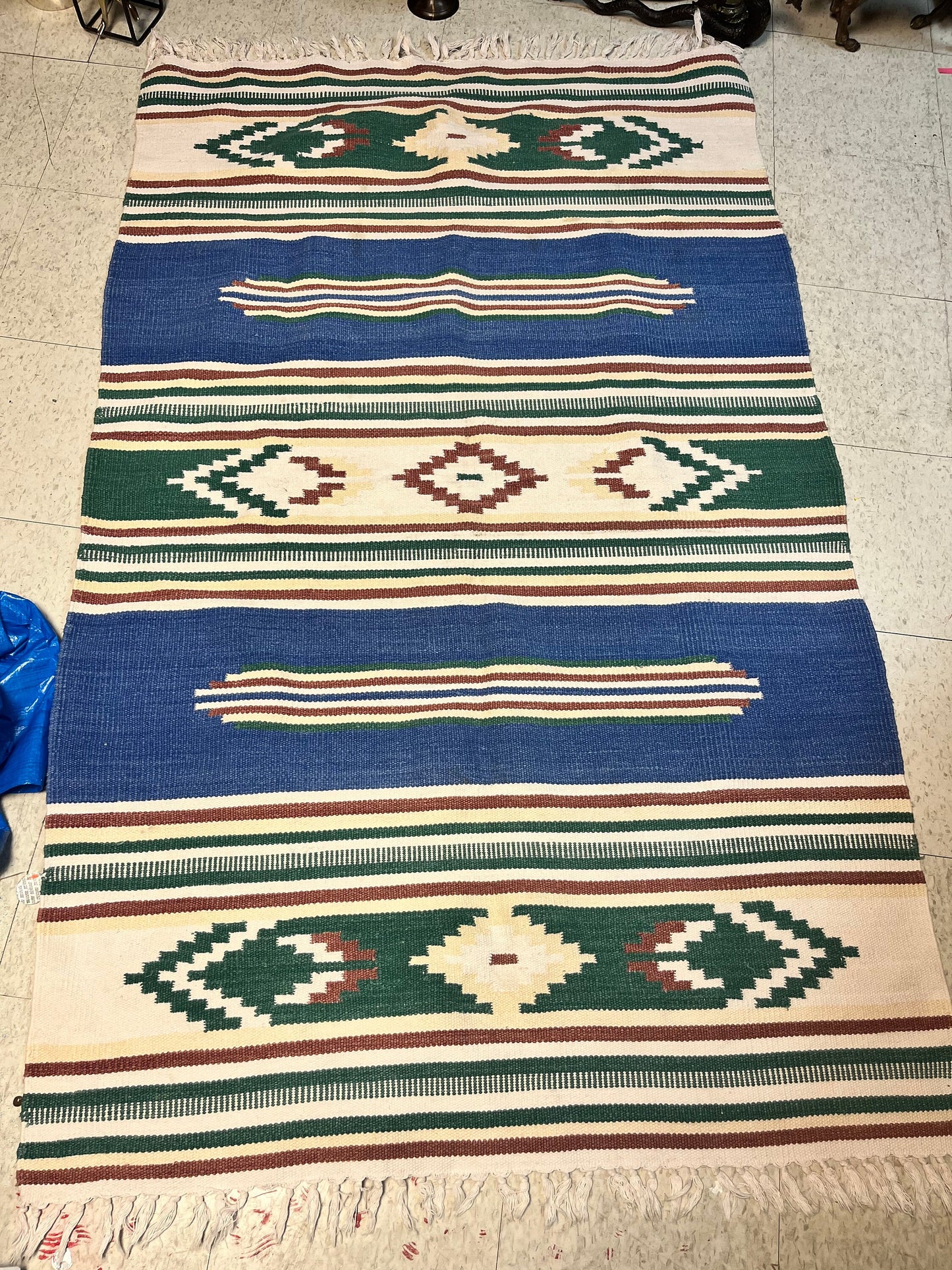 A  Approximately 6 x 43 wide vintage  authentic stunning Navajo carpet  a beauty and  exceptional value. -wow