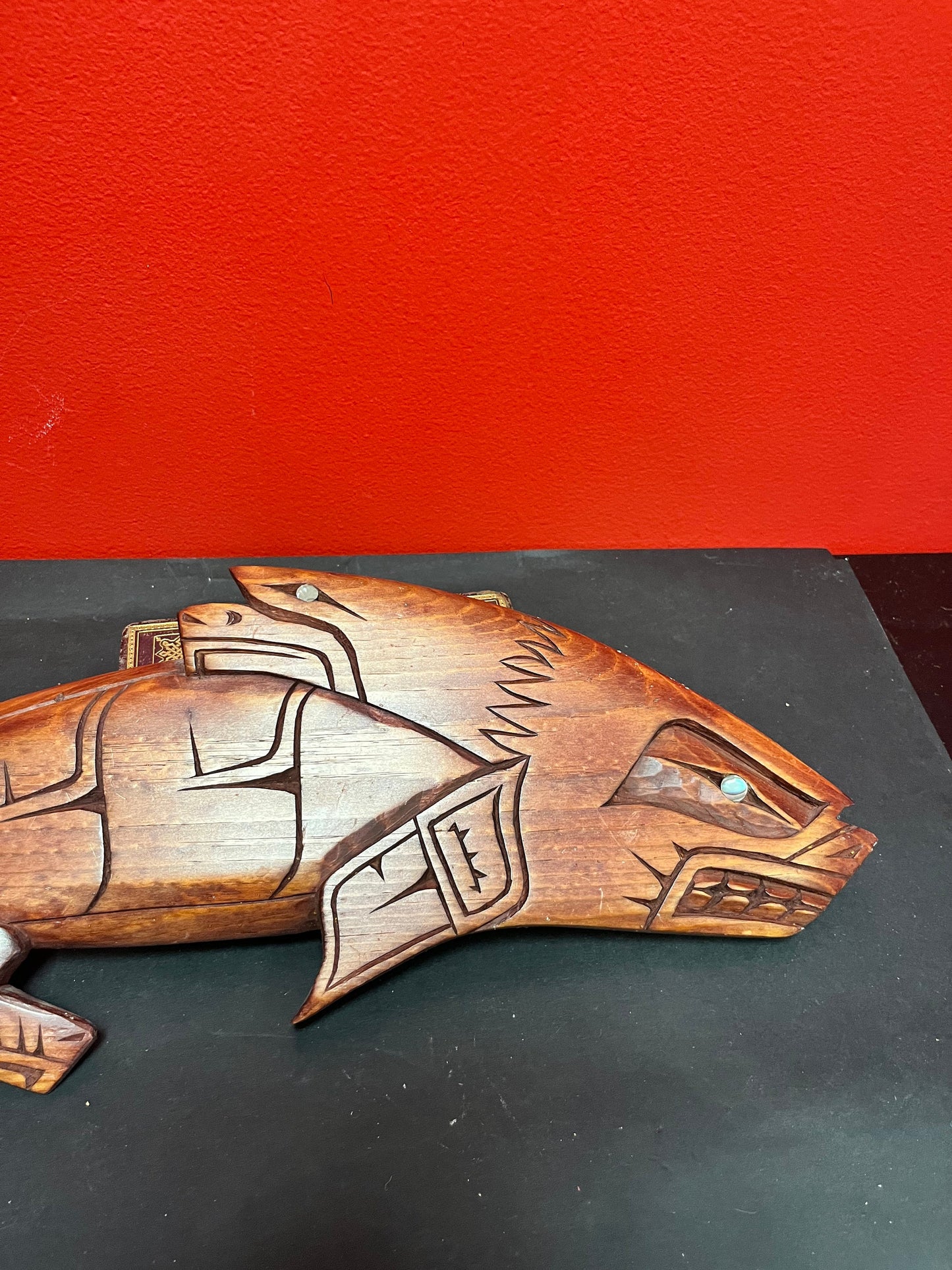 16 x 6 signed cedar transformation plaque - indigenous, first nations Pacific Northwest coast