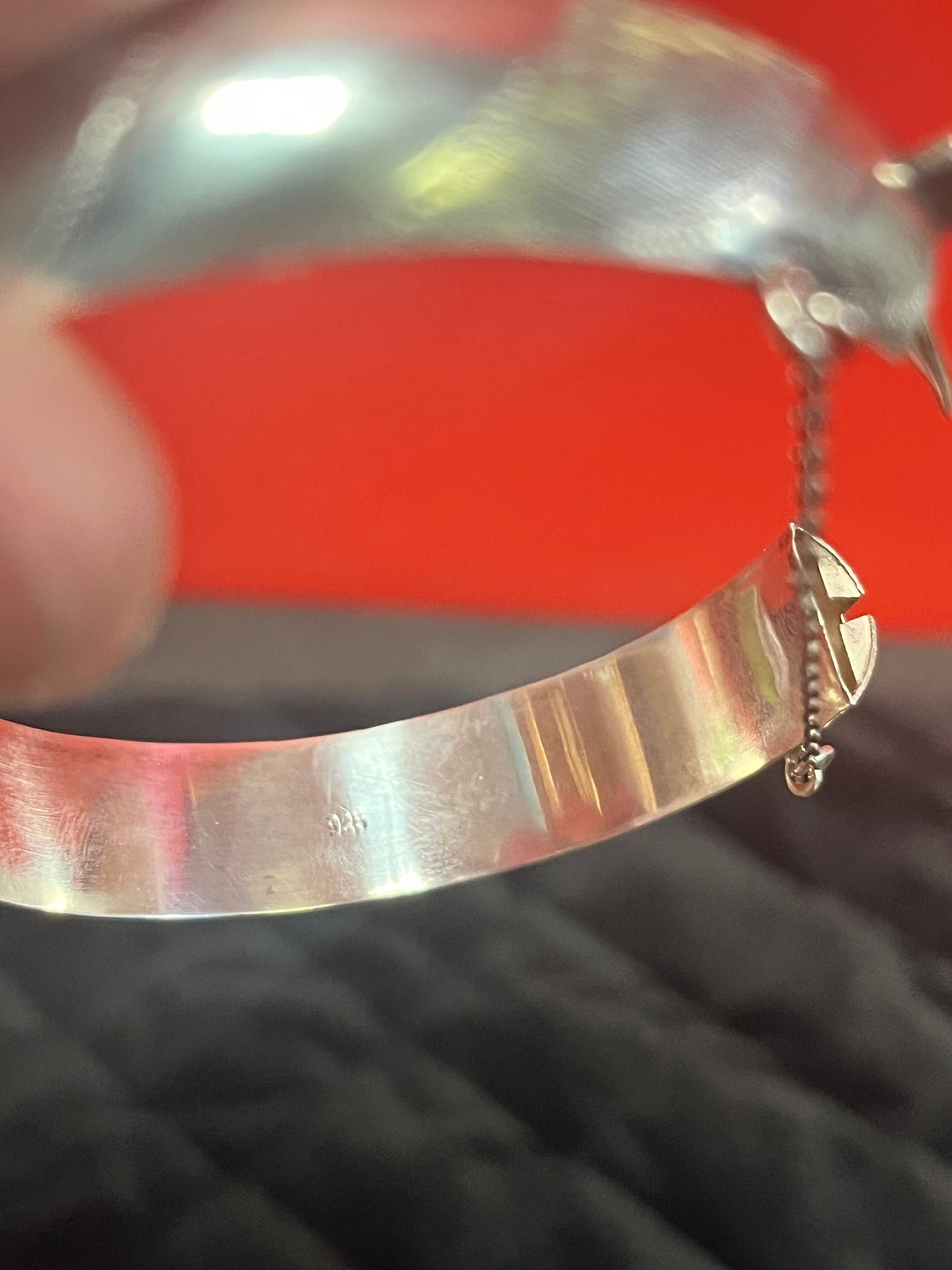 4 inch wide lovely sterling silver 925 bangle  bracelet with lovely detail  the best