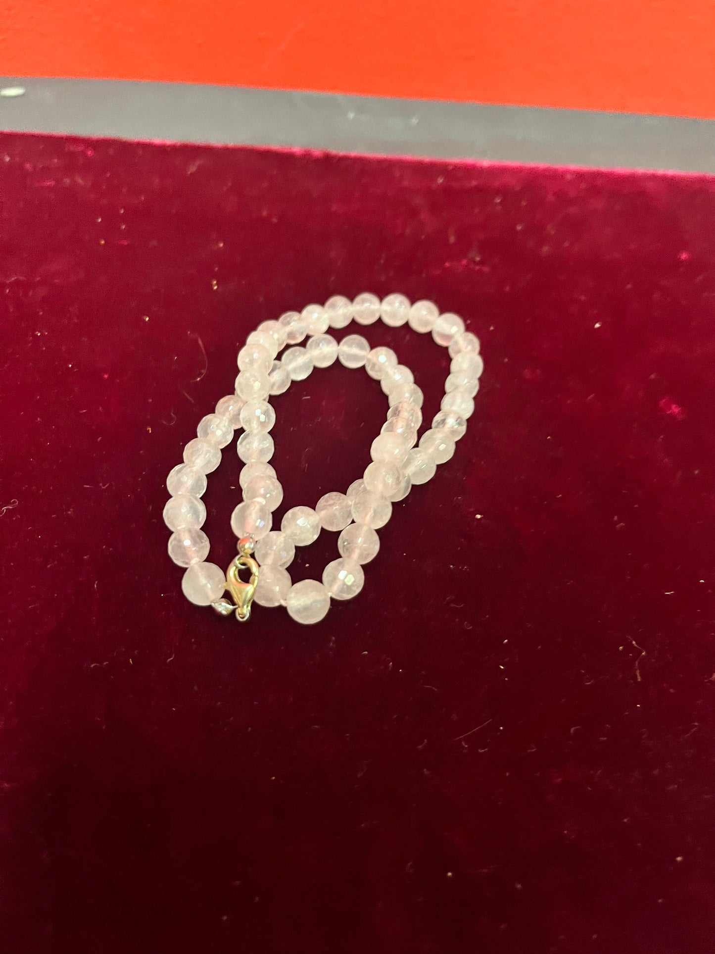 Approx 15 inch Chinese rose quartz necklace