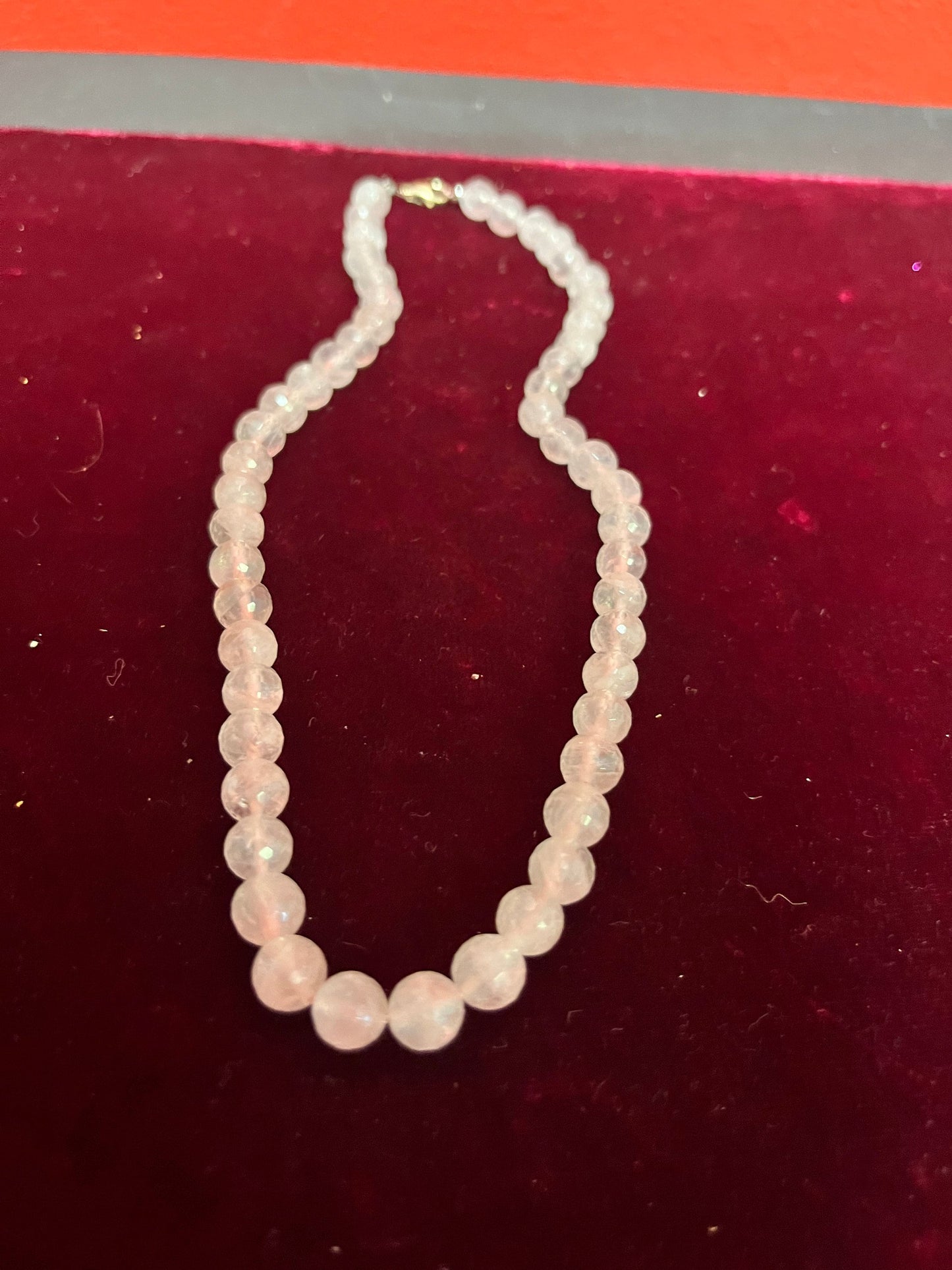Approx 15 inch Chinese rose quartz necklace