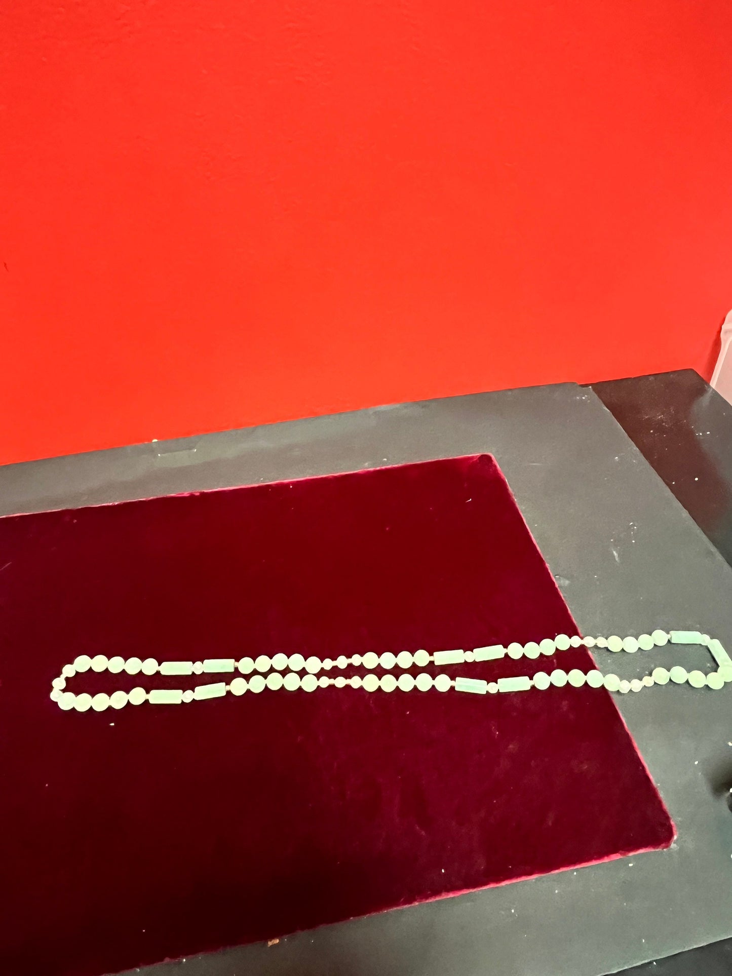 Approximately 27 inch light Jade and pearl necklace   great value