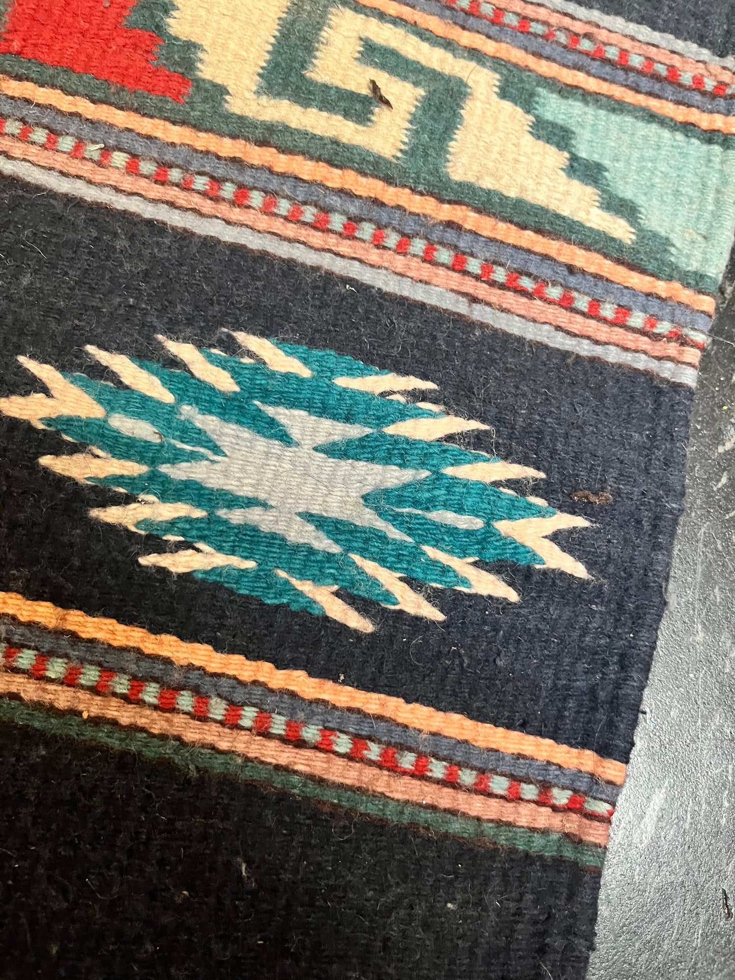 Stunning 77 x 15 authentic Navajo textile  wonderful colours   wow