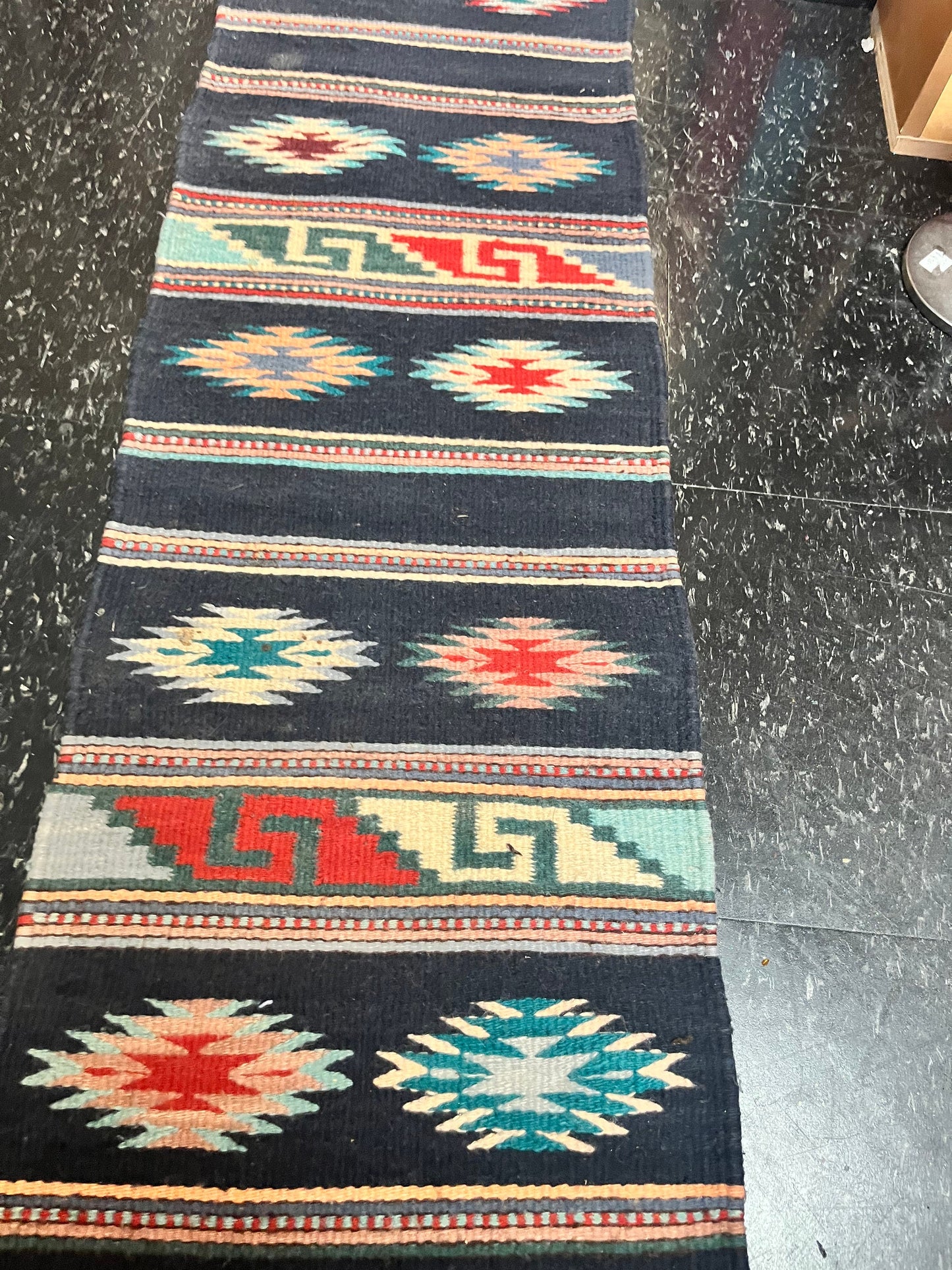 Stunning 77 x 15 authentic Navajo textile  wonderful colours   wow