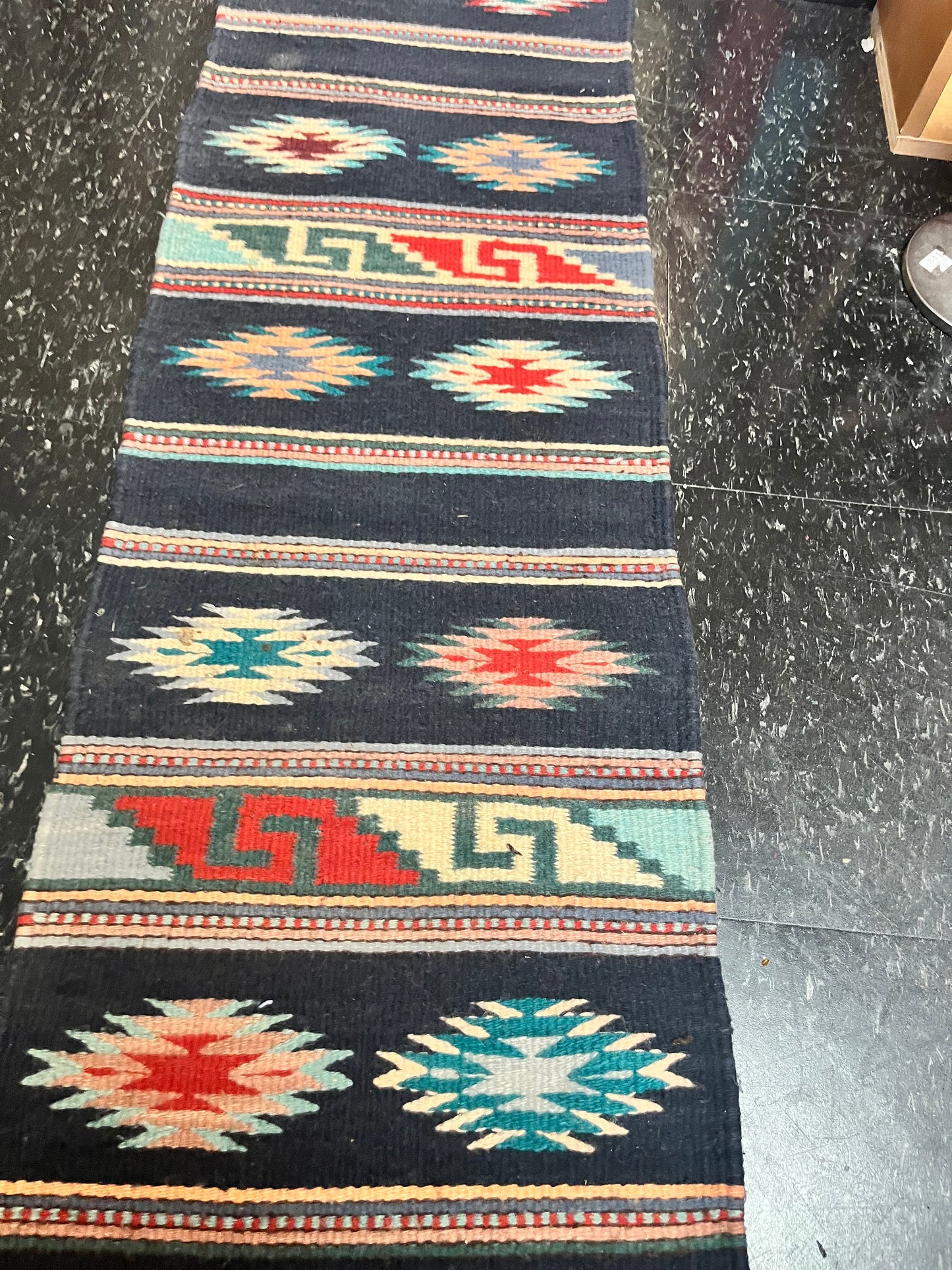 Stunning 77 x 15 authentic Navajo textile  wonderful colours   wow