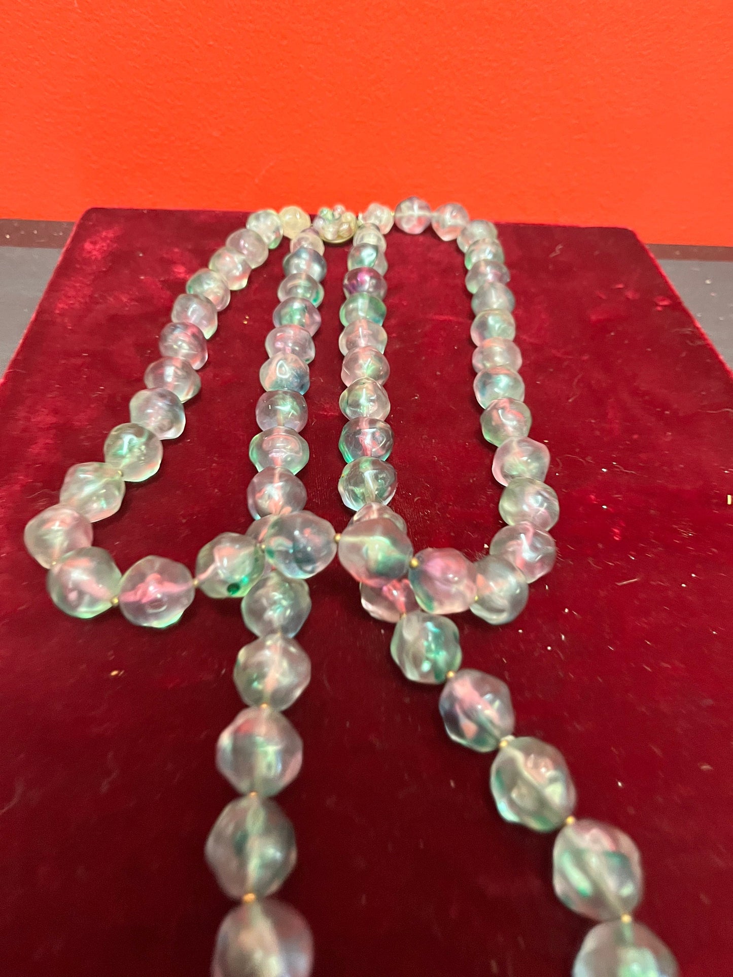 Approx 26 inch long retro Lucite necklace  amazing colour and look