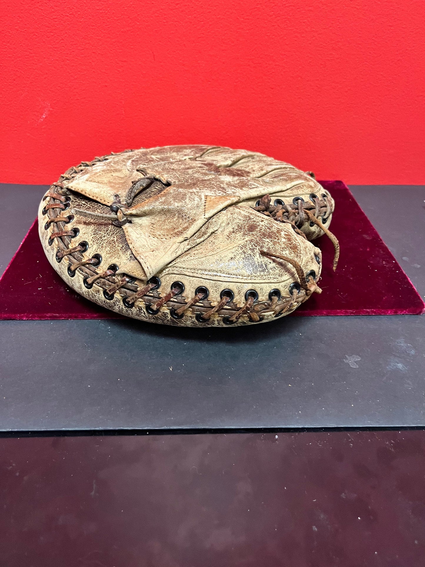 Fabulous  antique  leather baseball catchers mitt  great gift for the baseball enthusiast