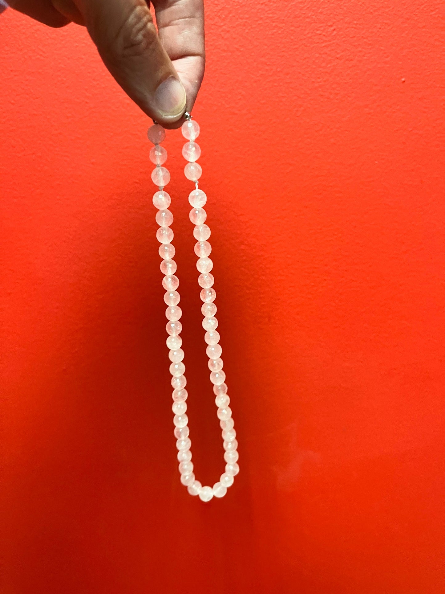 Approx 15 inch Chinese rose quartz necklace