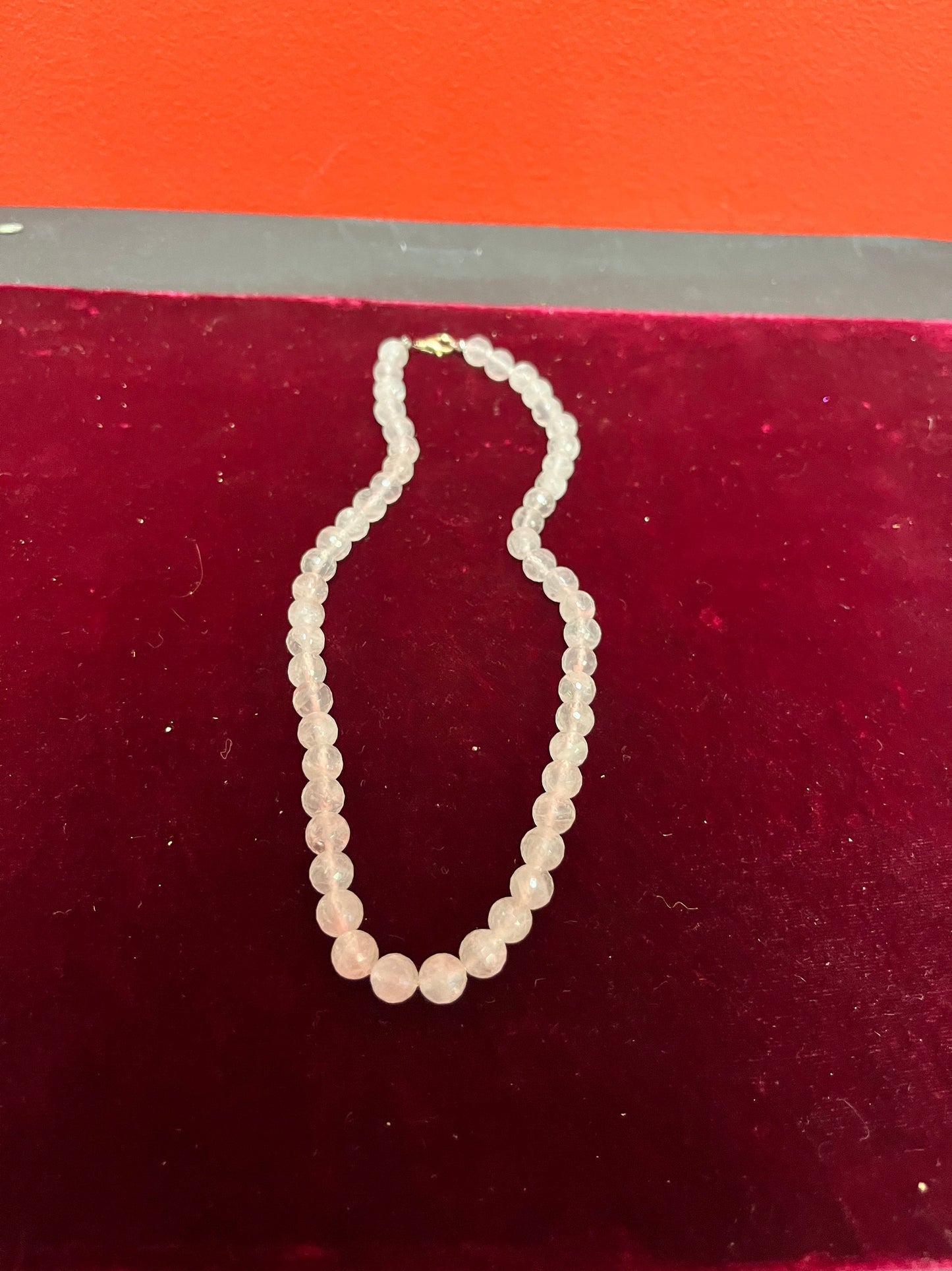 Approx 15 inch Chinese rose quartz necklace