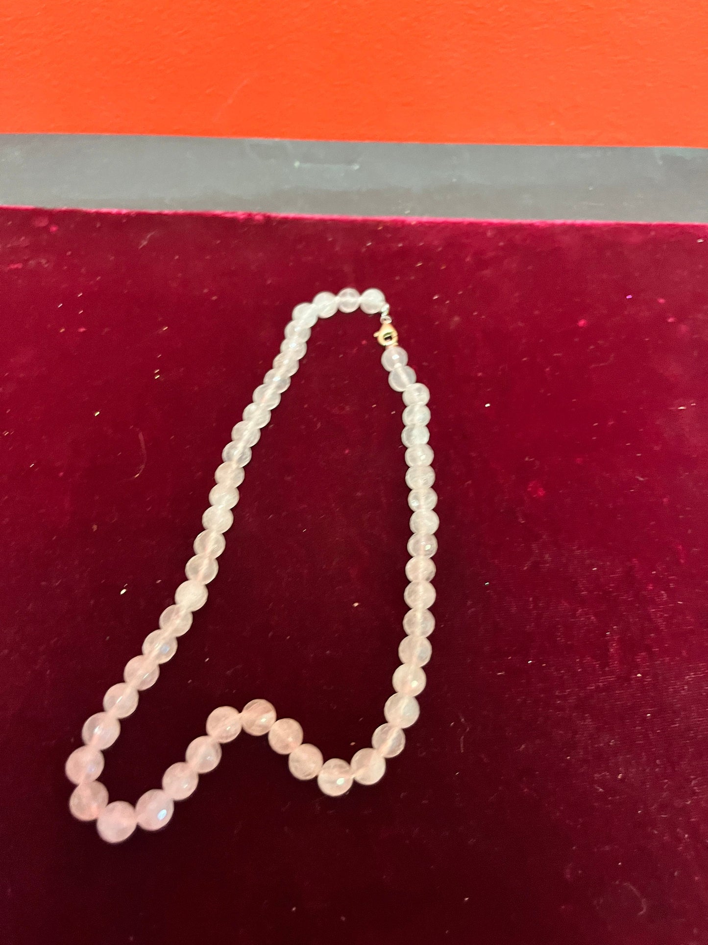 Approx 15 inch Chinese rose quartz necklace