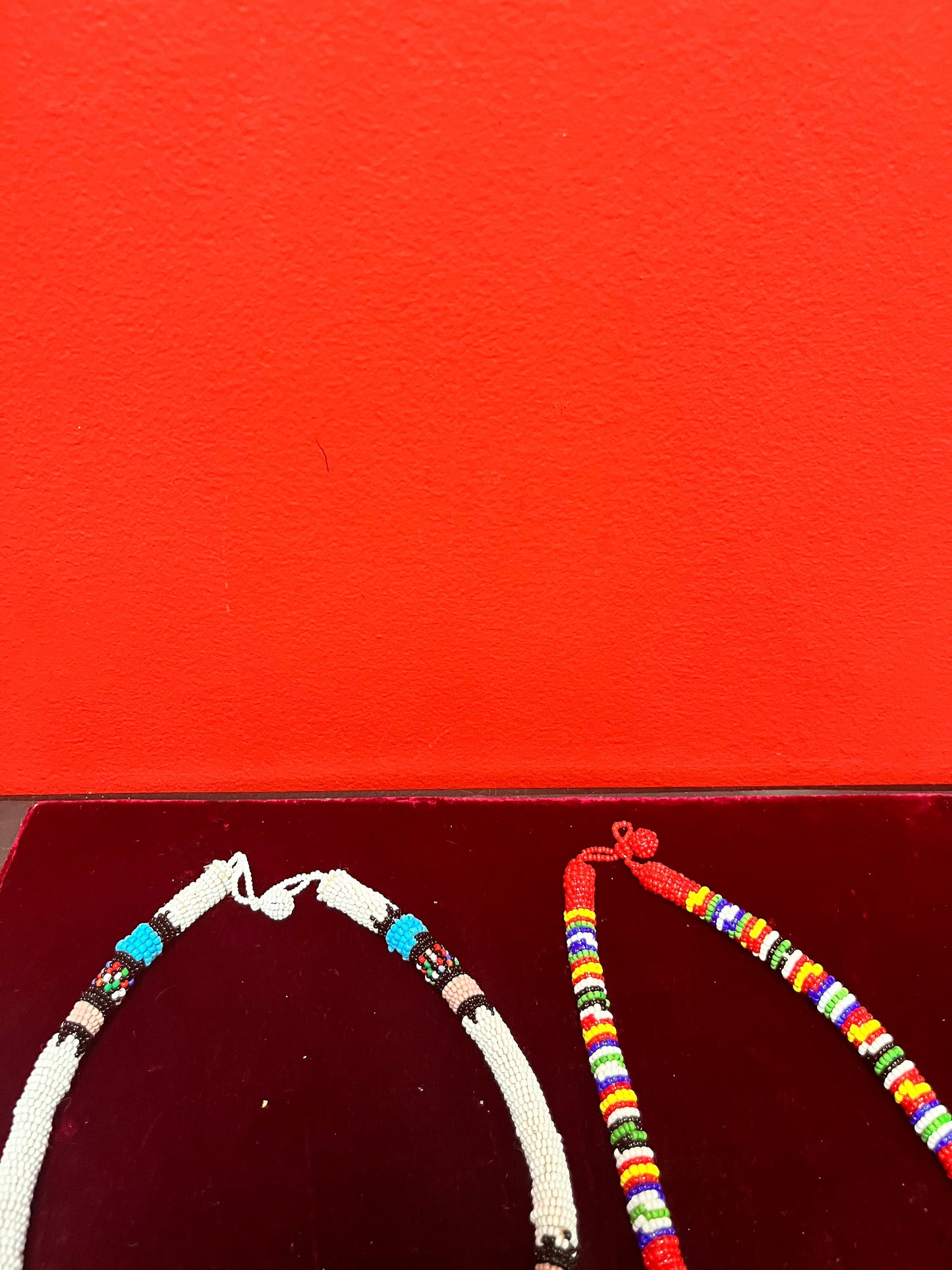 2 African approximately 17 inch Zulu beaded necklaces