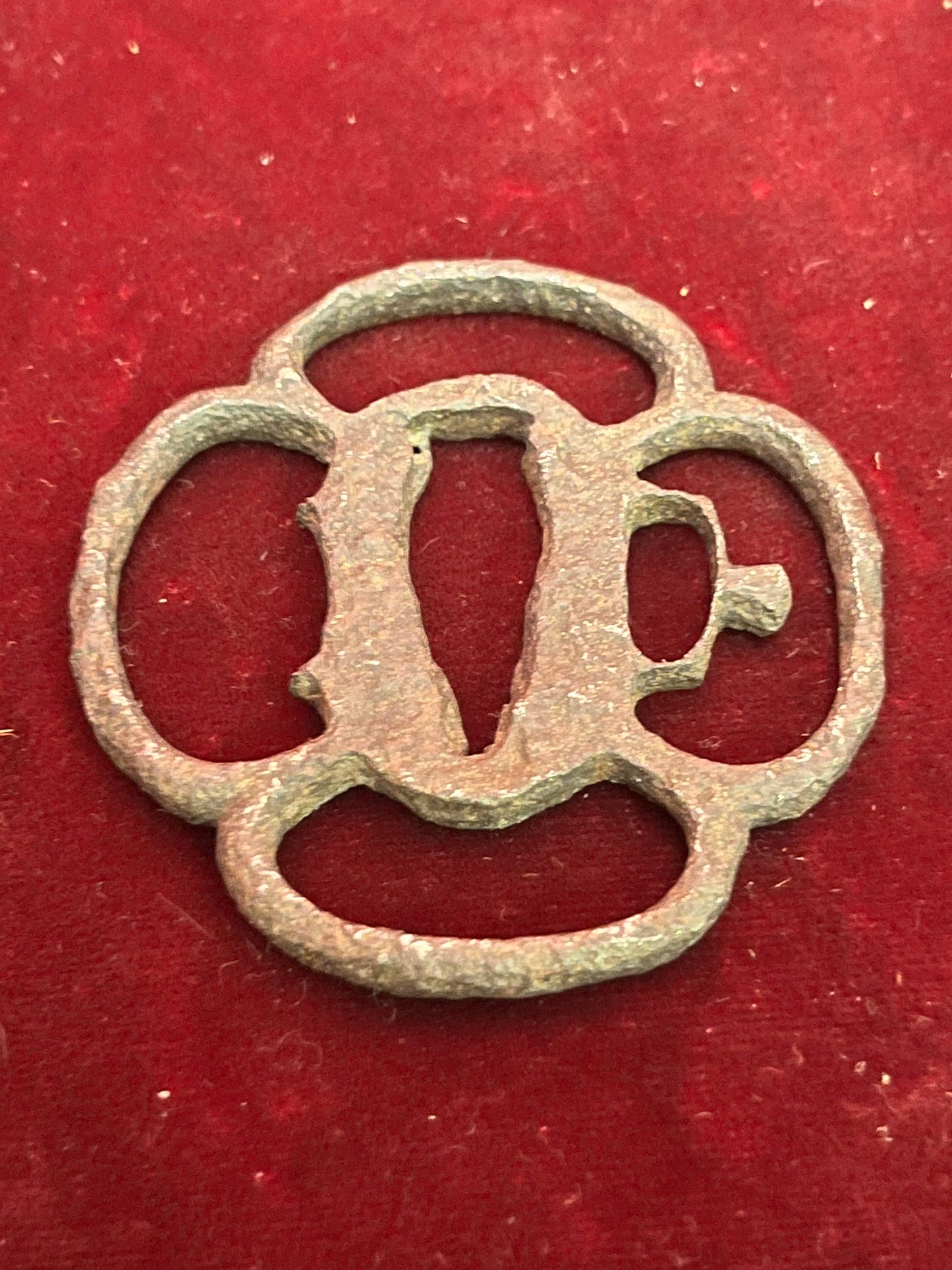 Rare 2.5 inch Japanese ancient bronze  samurai tsuba