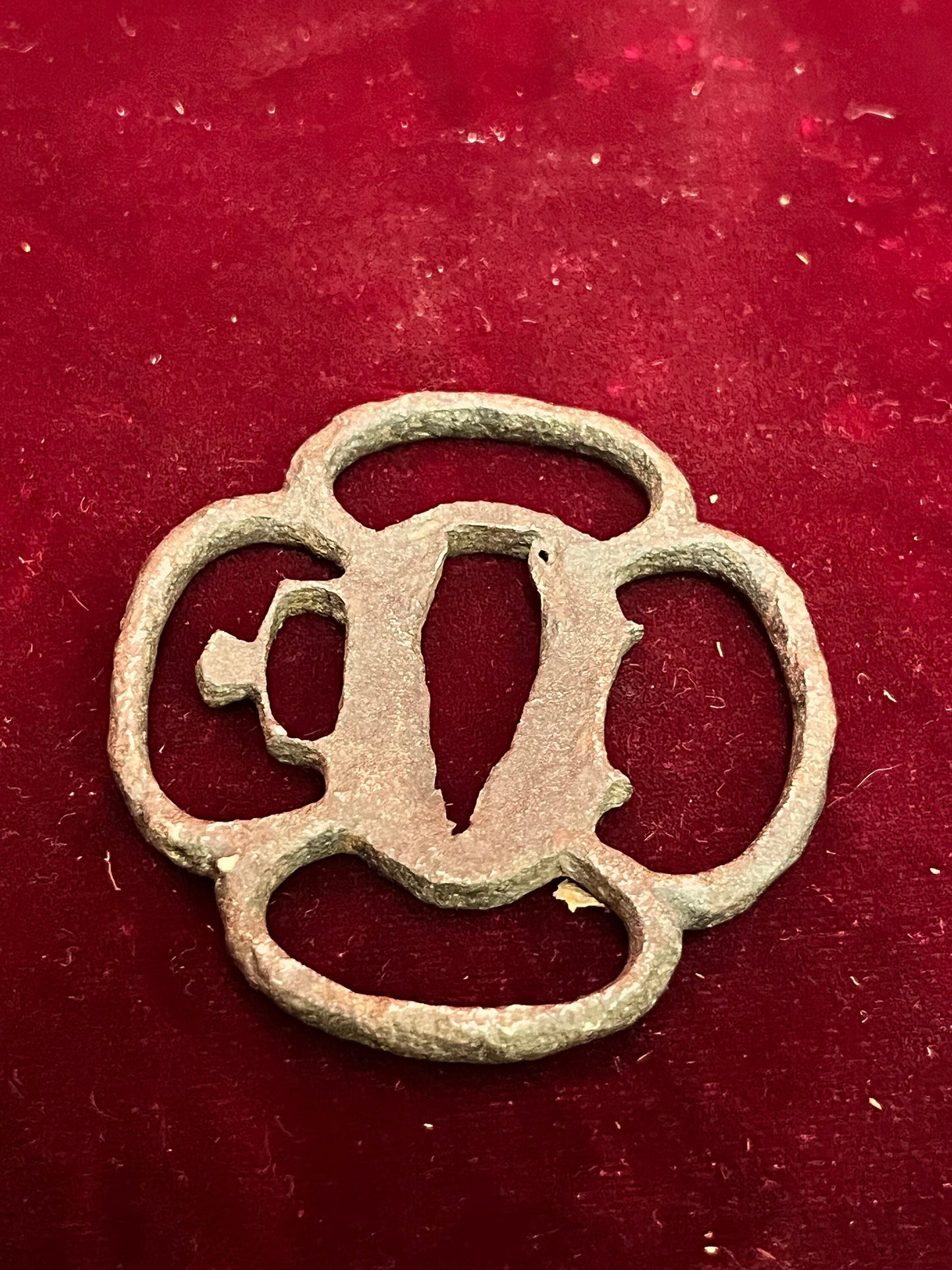 Rare 2.5 inch Japanese ancient bronze  samurai tsuba