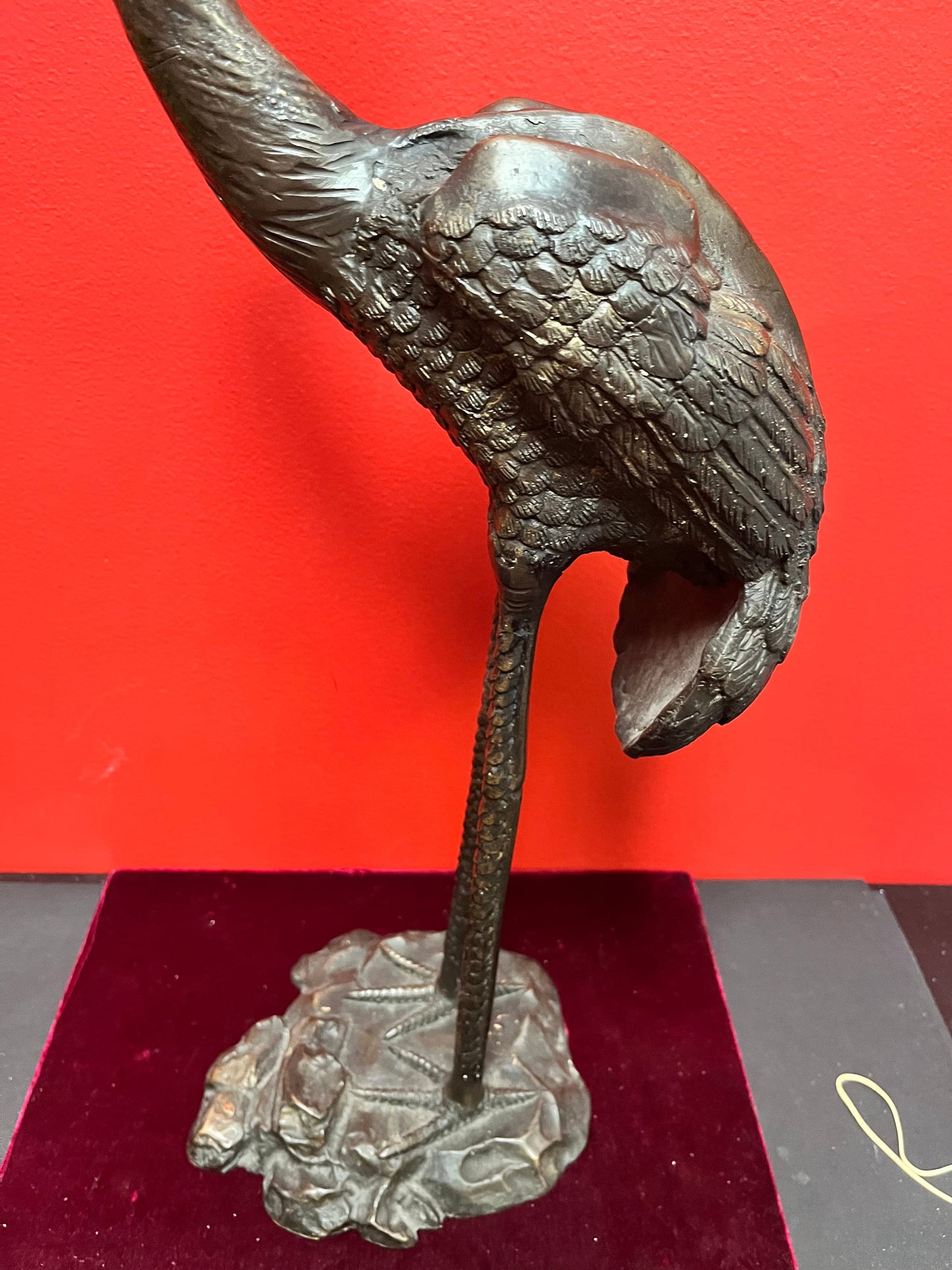 Fabulous bronze 28 inch tall Herron  Asian beauty lovely look and patina