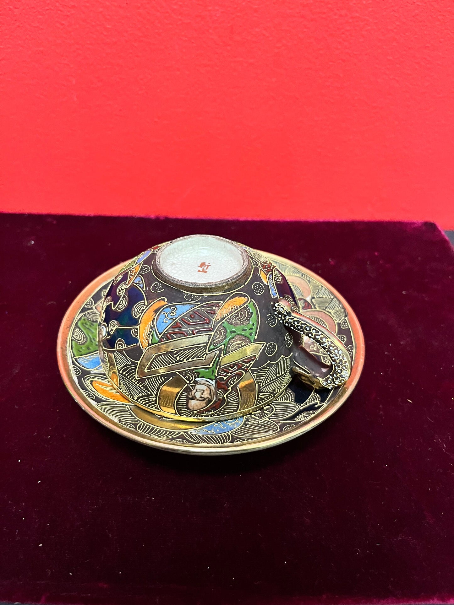 Stunning, Japanese handpainted Satsuma cup and saucer  wonderful condition  multiple available
