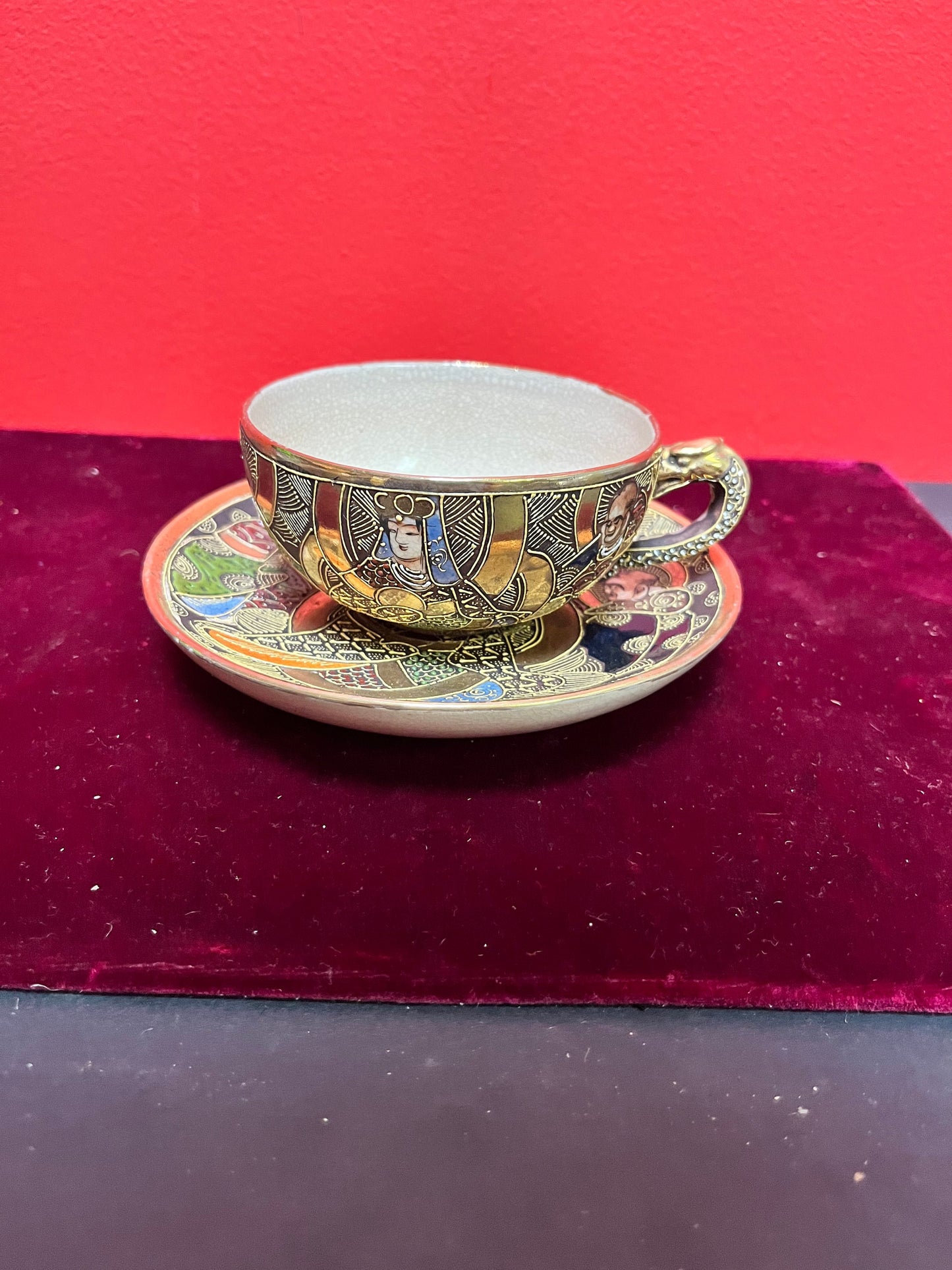 Stunning, Japanese handpainted Satsuma cup and saucer  wonderful condition  multiple available