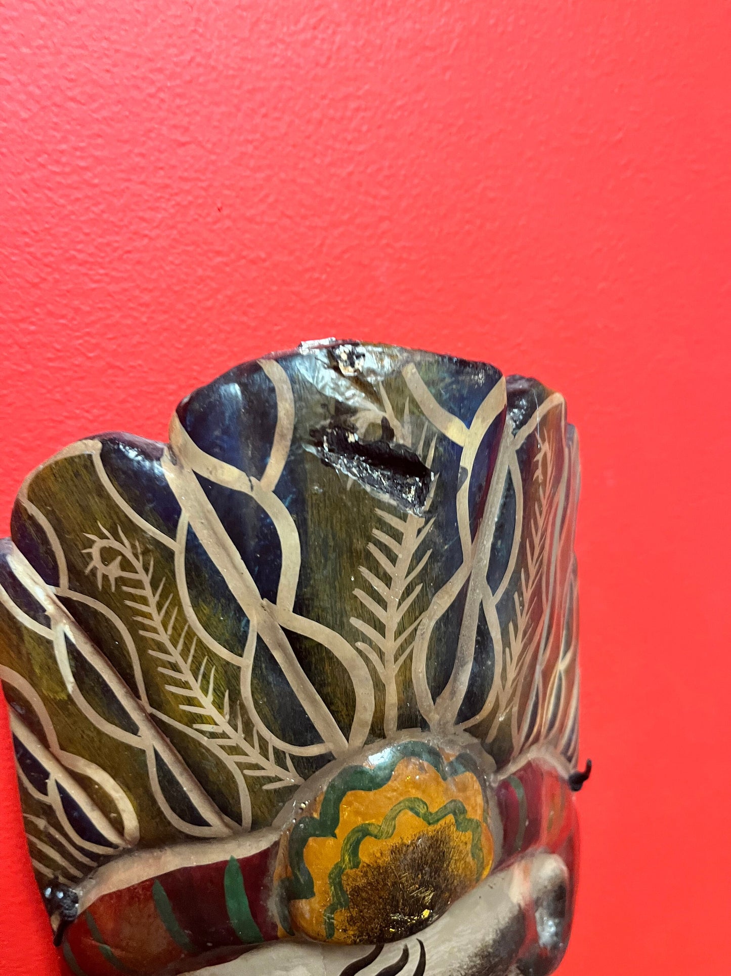 Fabulous 12 inch antique Mexican skull mask  amazing look