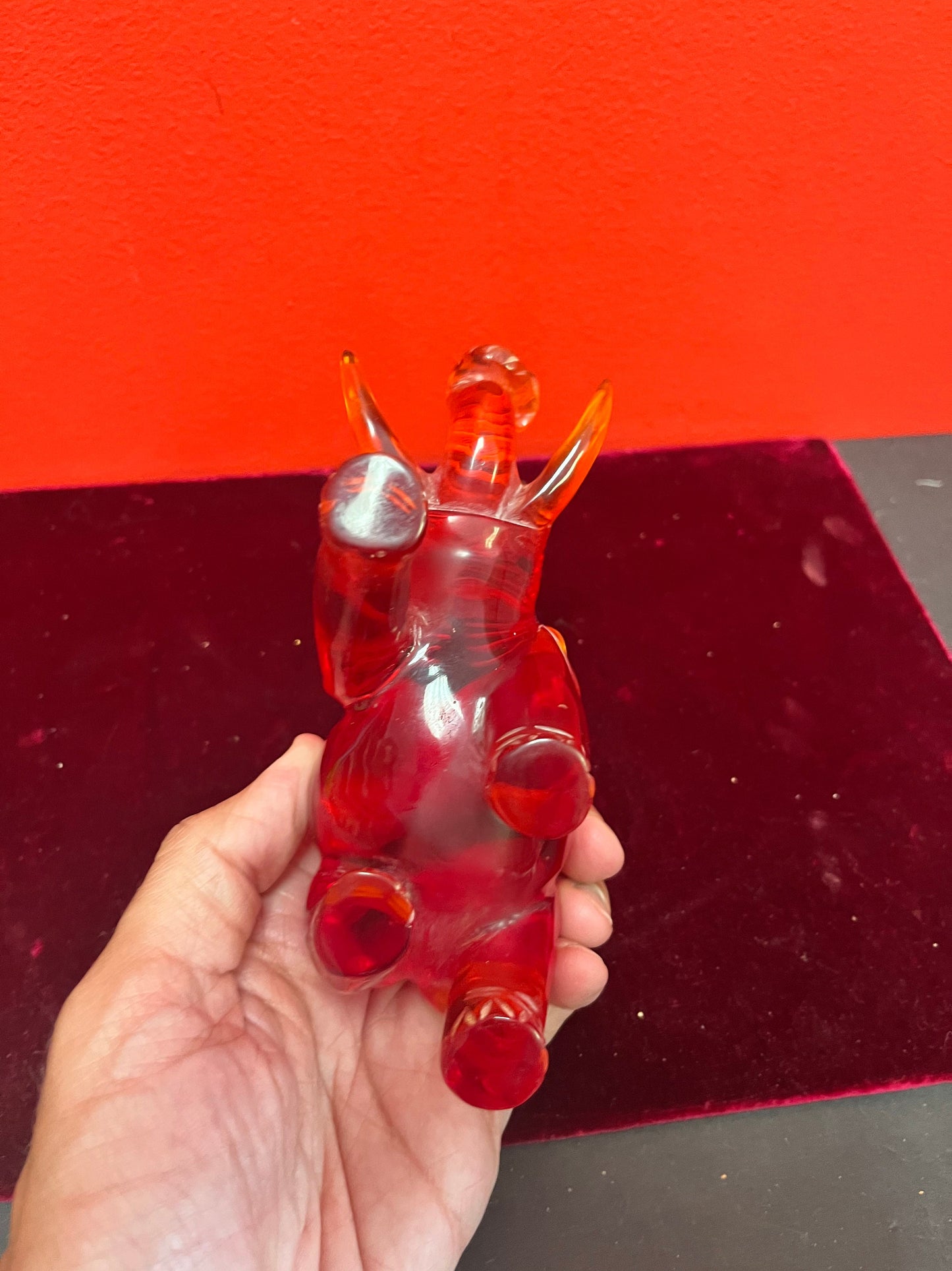 Lovely 6 inch long cherry amber elephant  good condition