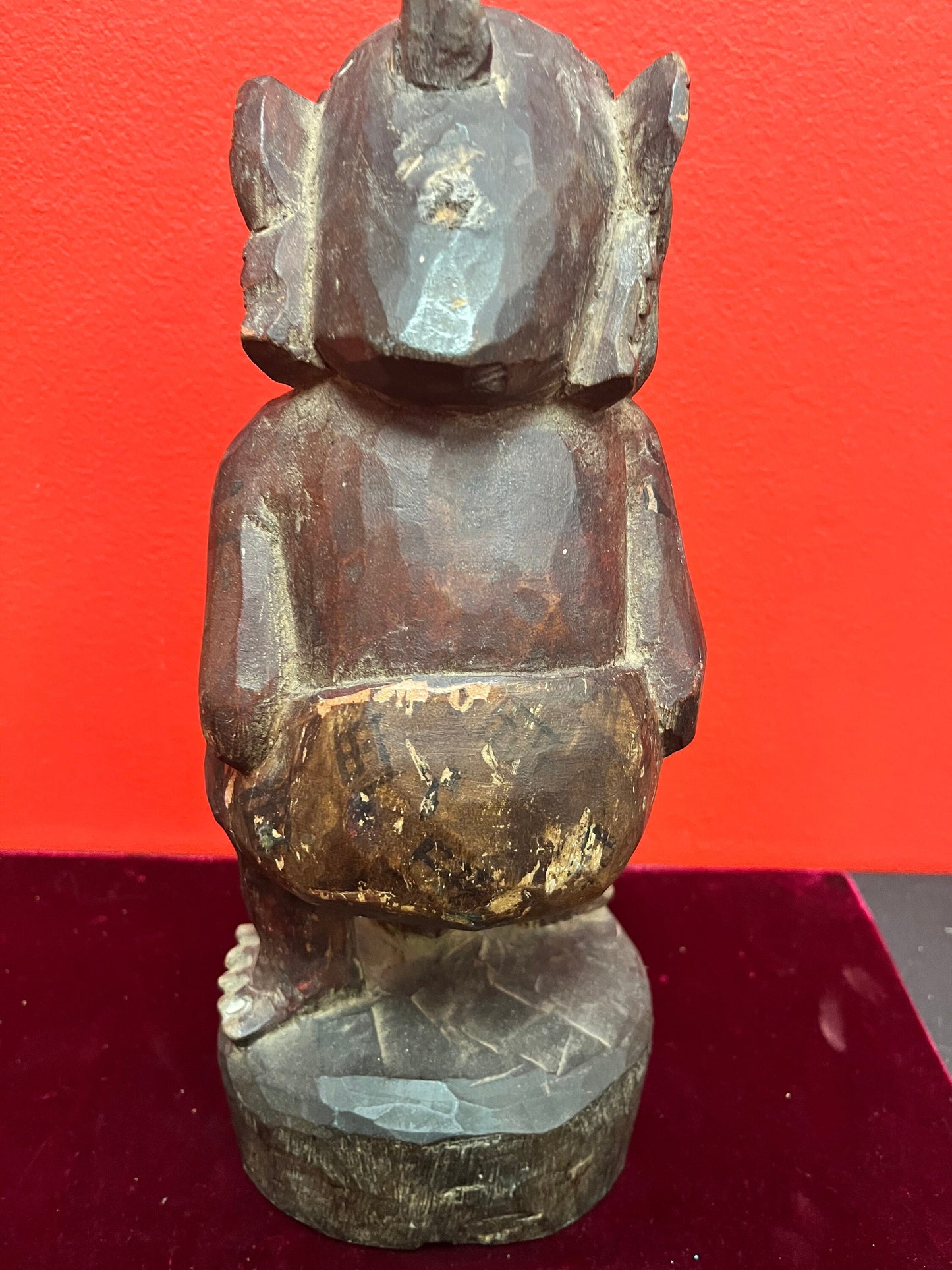 Stunning 10 inch Carved and  hand painted figure  of Hindu  God Twalen — Bali — early 1800s — museum, quality