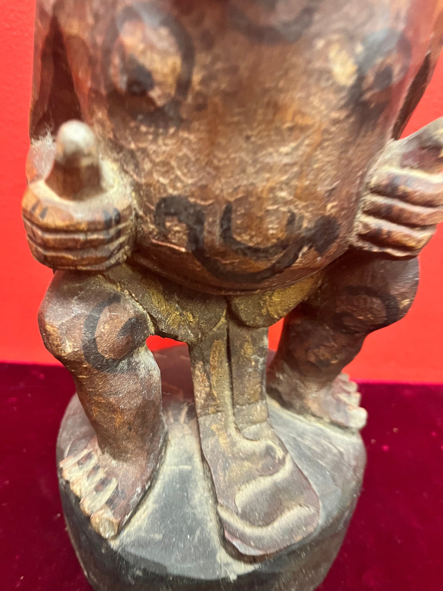 Stunning 10 inch Carved and  hand painted figure  of Hindu  God Twalen  Bali  early 1800s  museum, quality