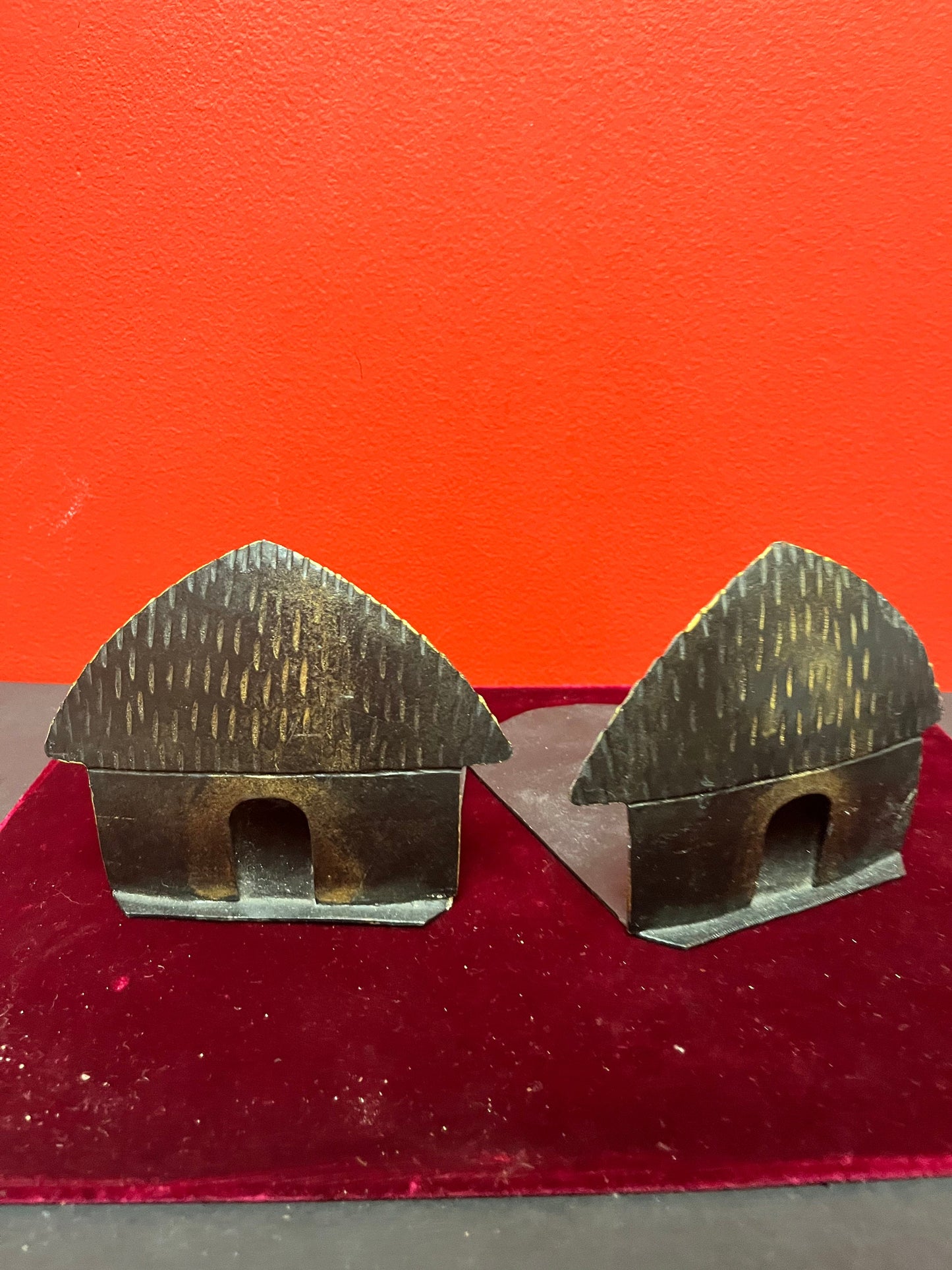 African Kenyon 6 x 4 inches high bronze bookends  Stunning Patina