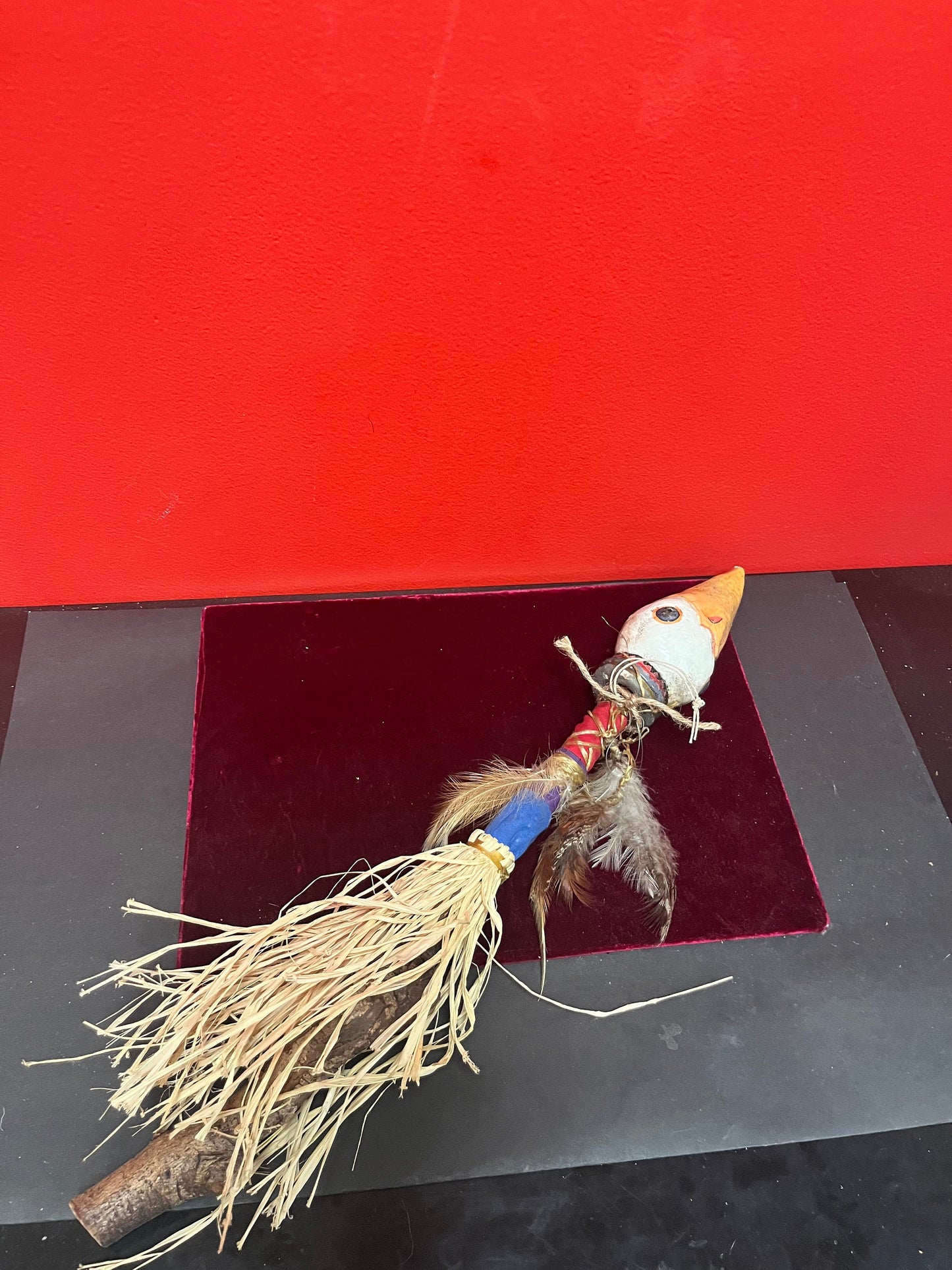 Fabulous old indigenous, first nations shamans rattle  so cool and unusual  pottery head