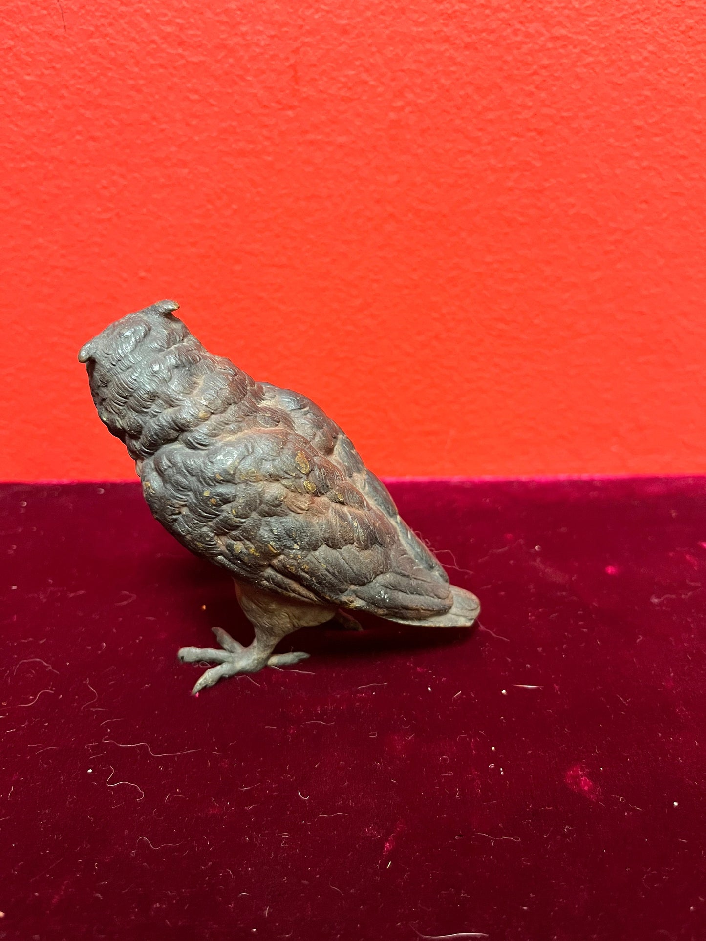 Antique authentic 3 inch high signed Franz Bergman cold painted  bronze  owl  amazing patina  a collectors dream