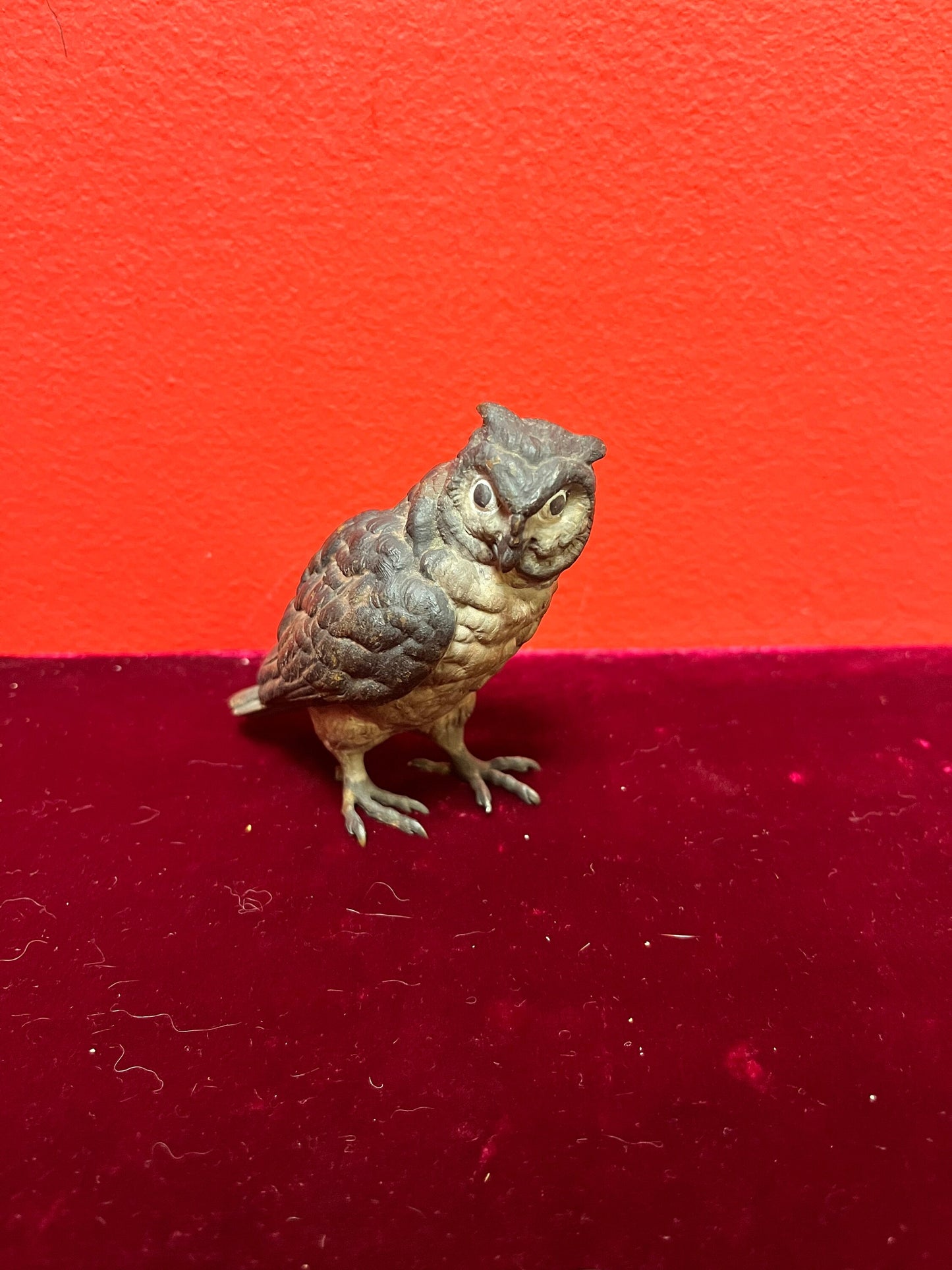 Antique authentic 3 inch high signed Franz Bergman cold painted  bronze  owl  amazing patina  a collectors dream