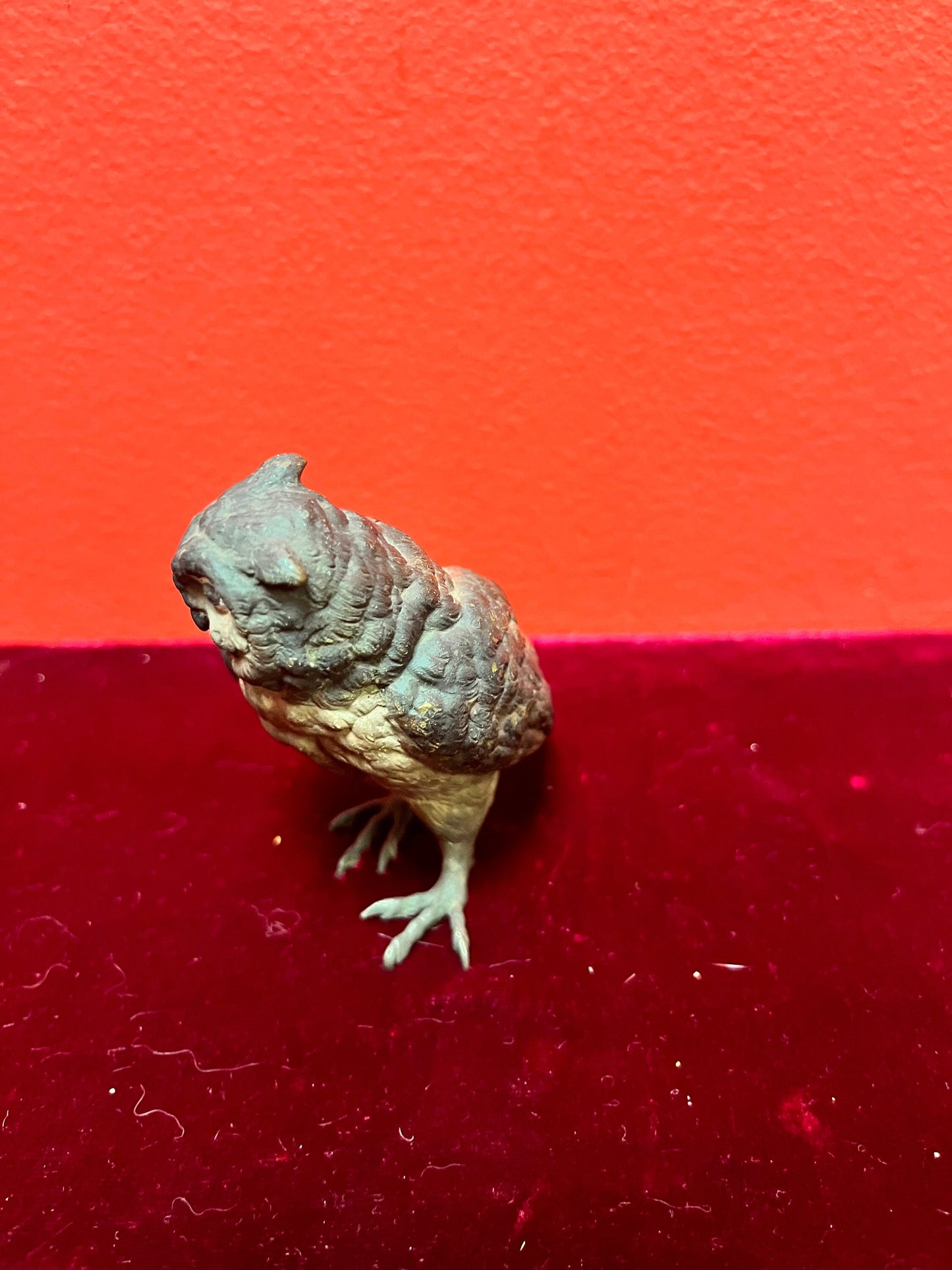 Antique authentic 3 inch high signed Franz Bergman cold painted  bronze  owl  amazing patina  a collectors dream