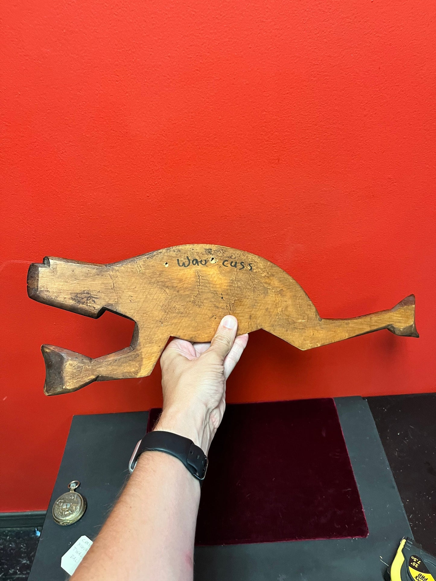 21 inch indigenous first nations pacific northwest coast signed frog man carving  great detail  wow