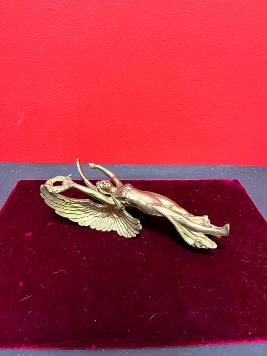 Lovely 9 inch gilded bronze lady with halo  doesnt stand alone  great quality